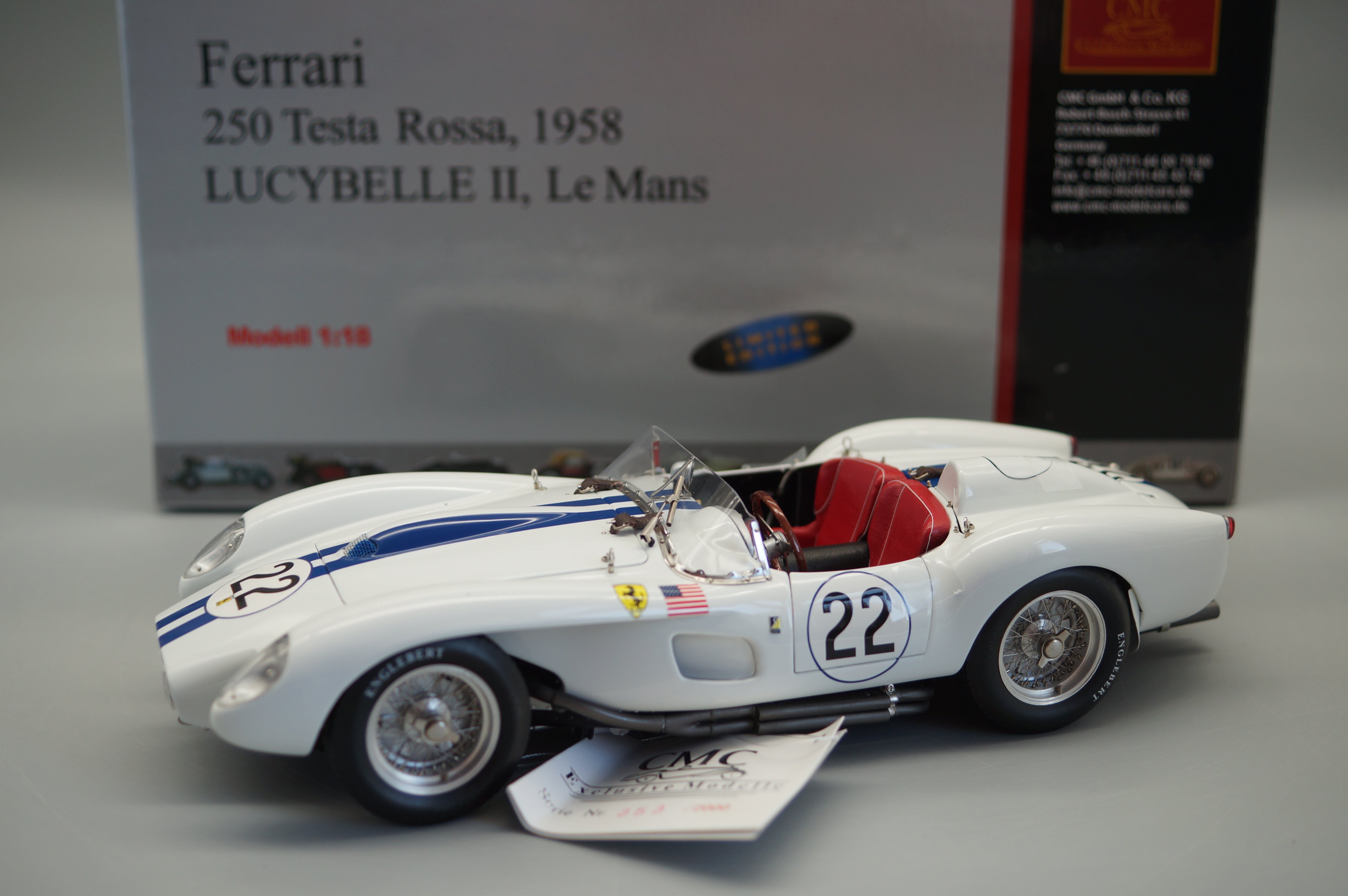 1/18 Ferrari 250 Testa Rossa #22 Lucybelle II CMC #0353/2000 M-086 -pre-owned
