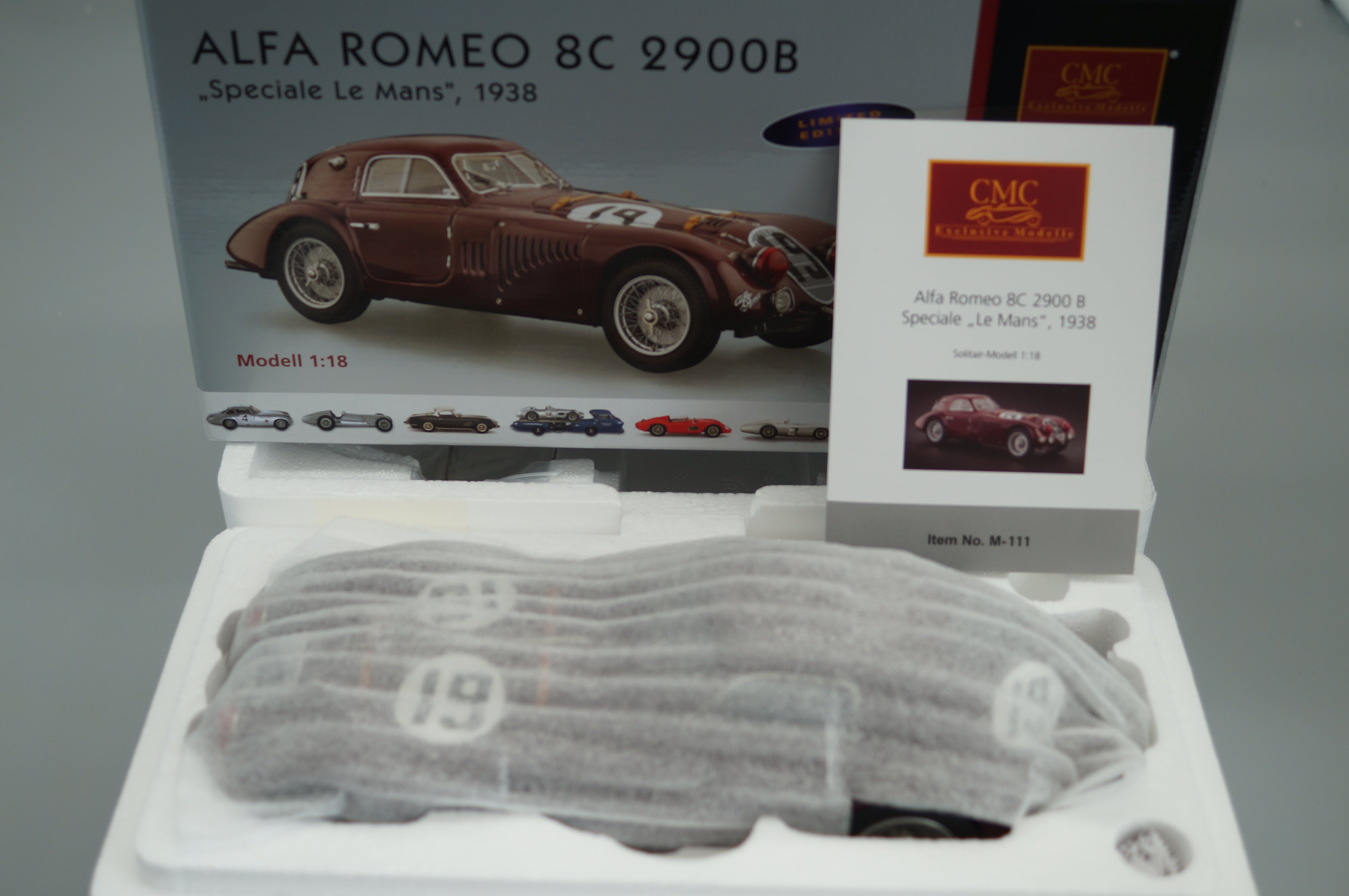 1:18 Alfa Romeo 8C 2900B Speciale #19 Le Mans 1938 #0036/3000 CMC M-111 -PRE-OWNED-