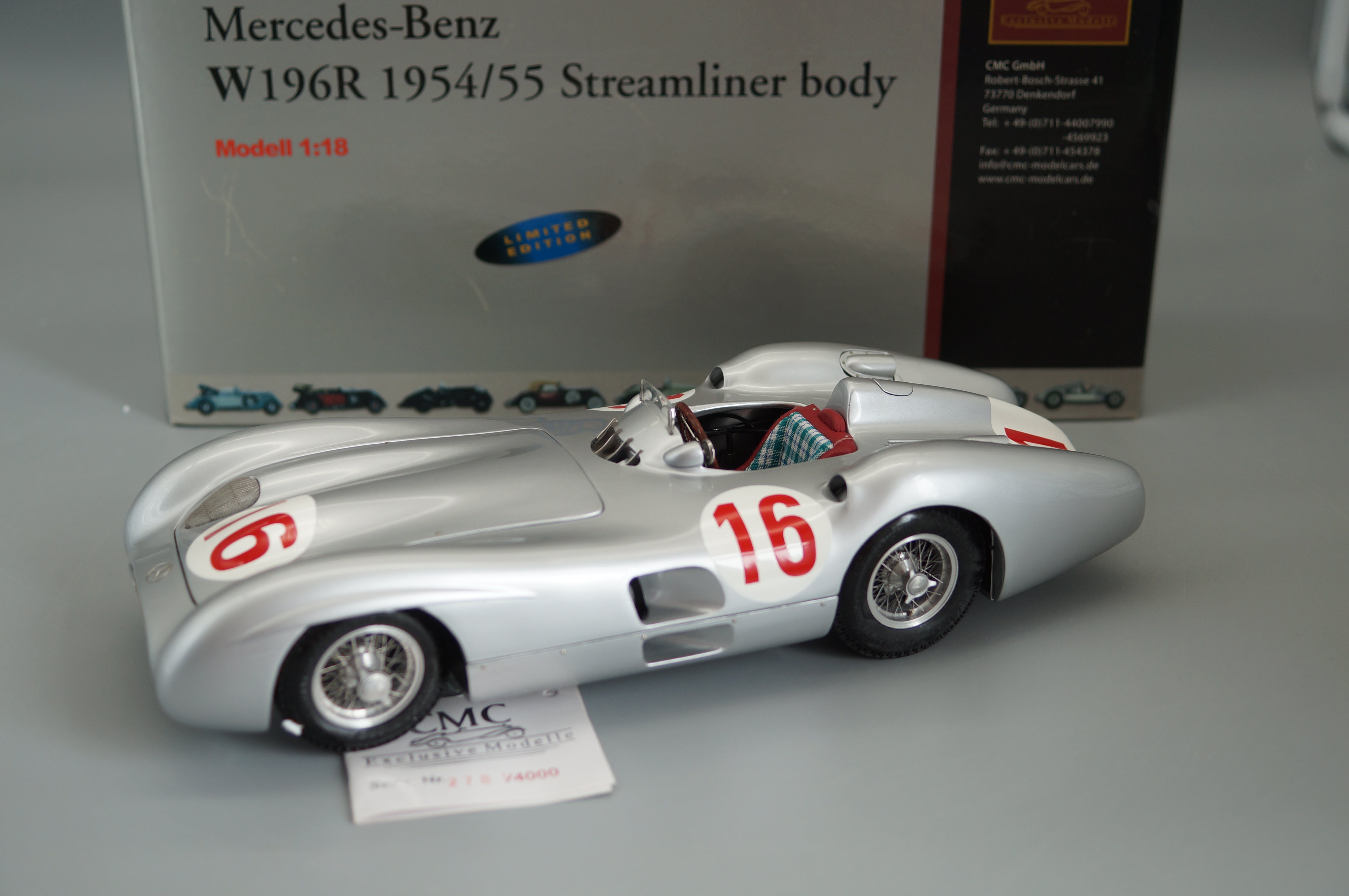 1/18 Mercedes-Benz W196R #16 Stirling MOSS #2781/4000 CMC M-057 -pre-owned