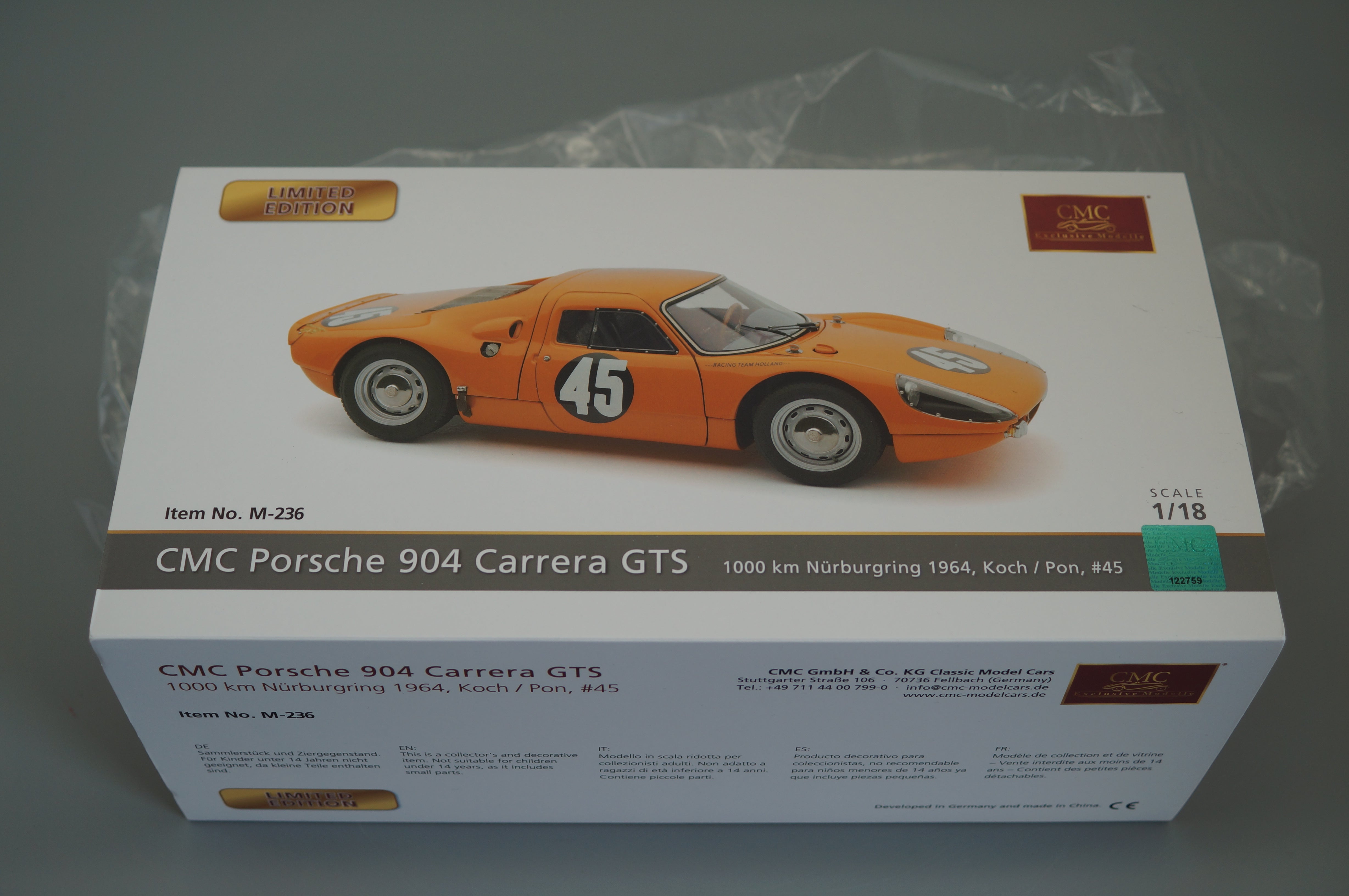 1/18 CMC M-236 1/18 Porsche 904 Carrera GTS #45 1,000 km Nürburgring 1964 Koch/Pon