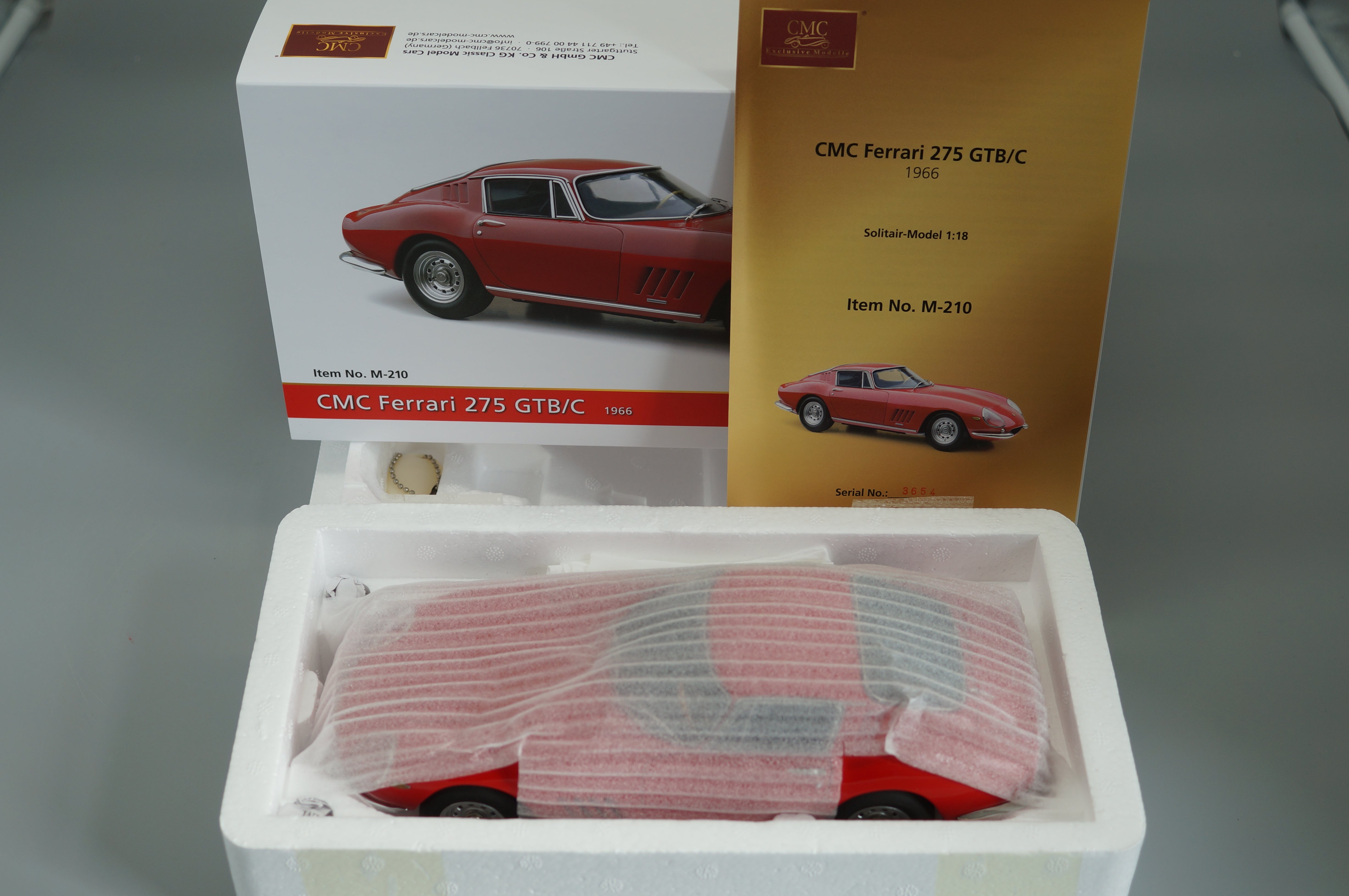 1/18 Ferrari 275 GTB/C RED von 1966 #3654 CMC M-210 -pre-owned