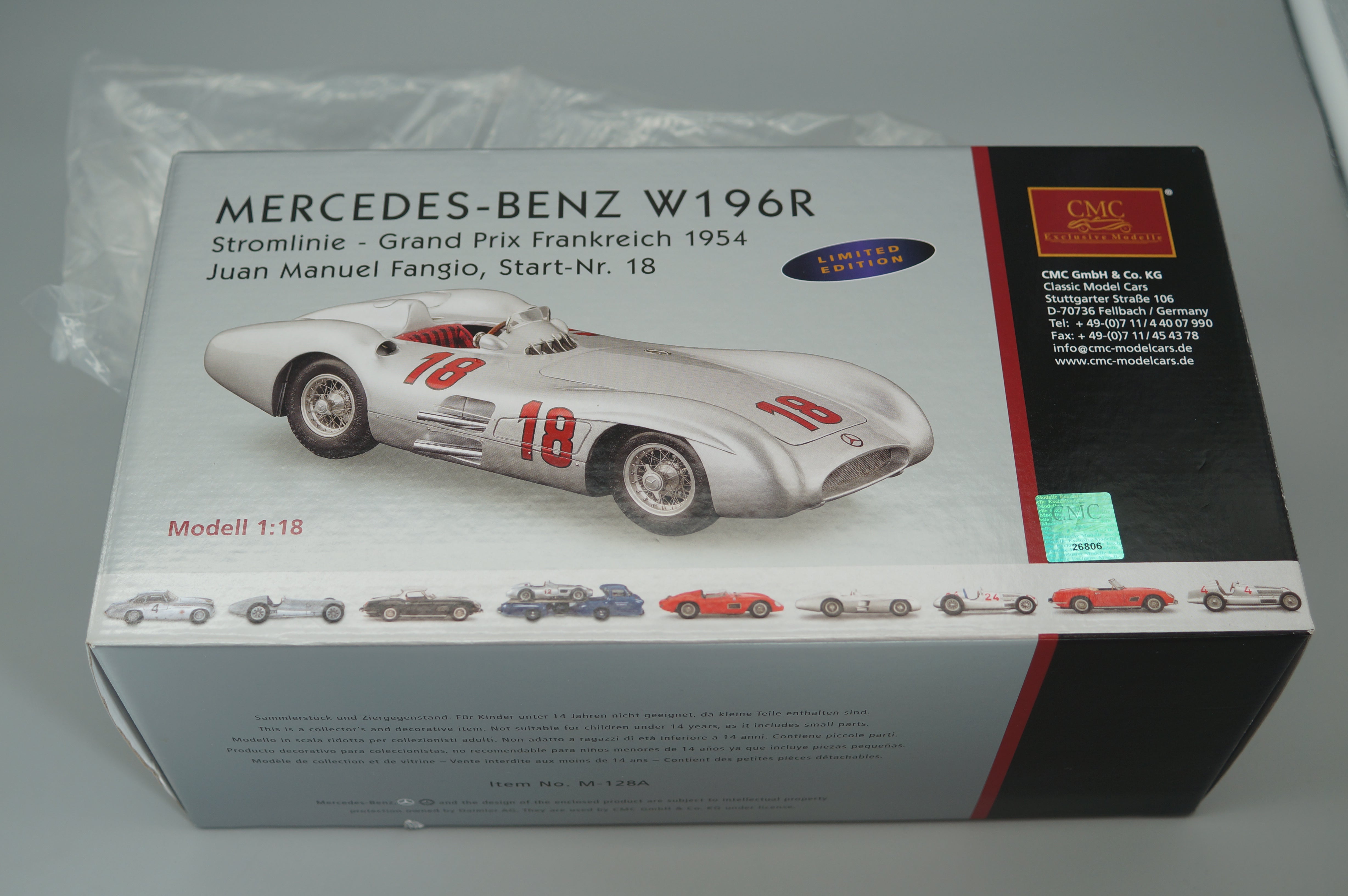 Mercedes-Benz W196R #18 JM Fangio CMC M-128A LE 1,000 pieces