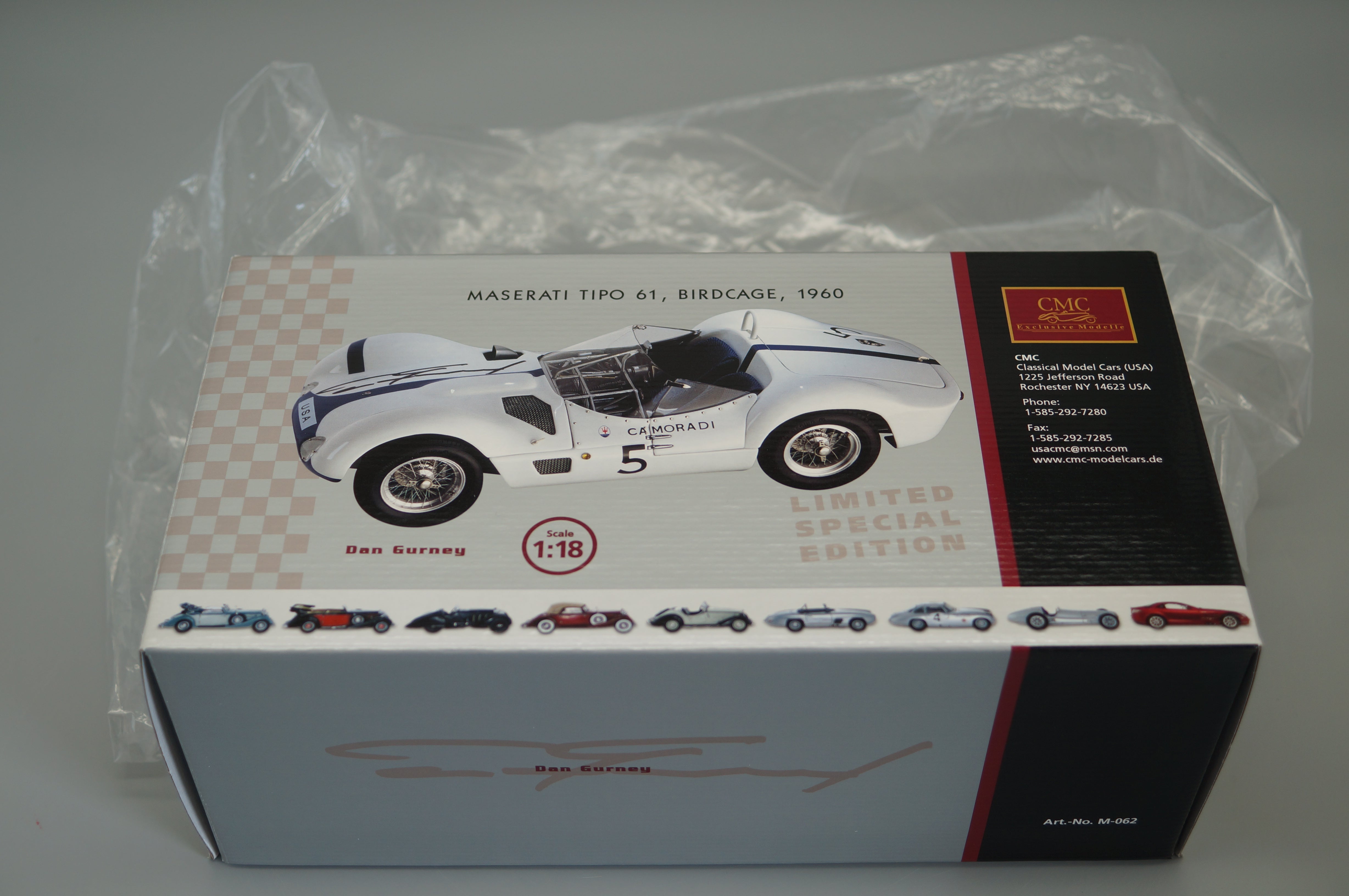 1/18 Maserati Birdcage #5 signiert von Dan Gurney #464/600 CMC M-062 -pre-owned