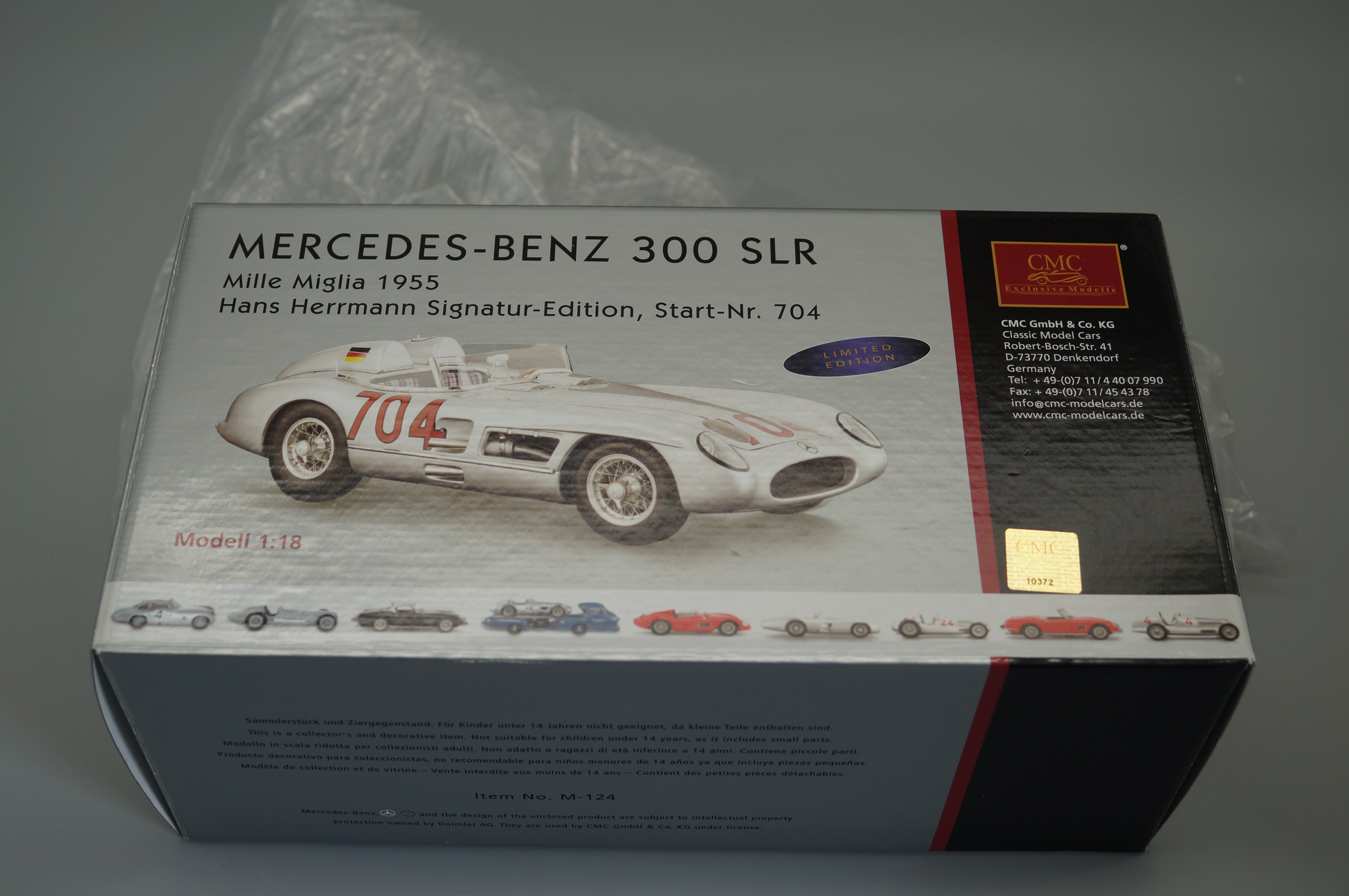 1/18 Mercedes-Benz 300 SLR #704 Hans Herrmann Signatur Edition #143/400 CMC M-124 -pre-owned