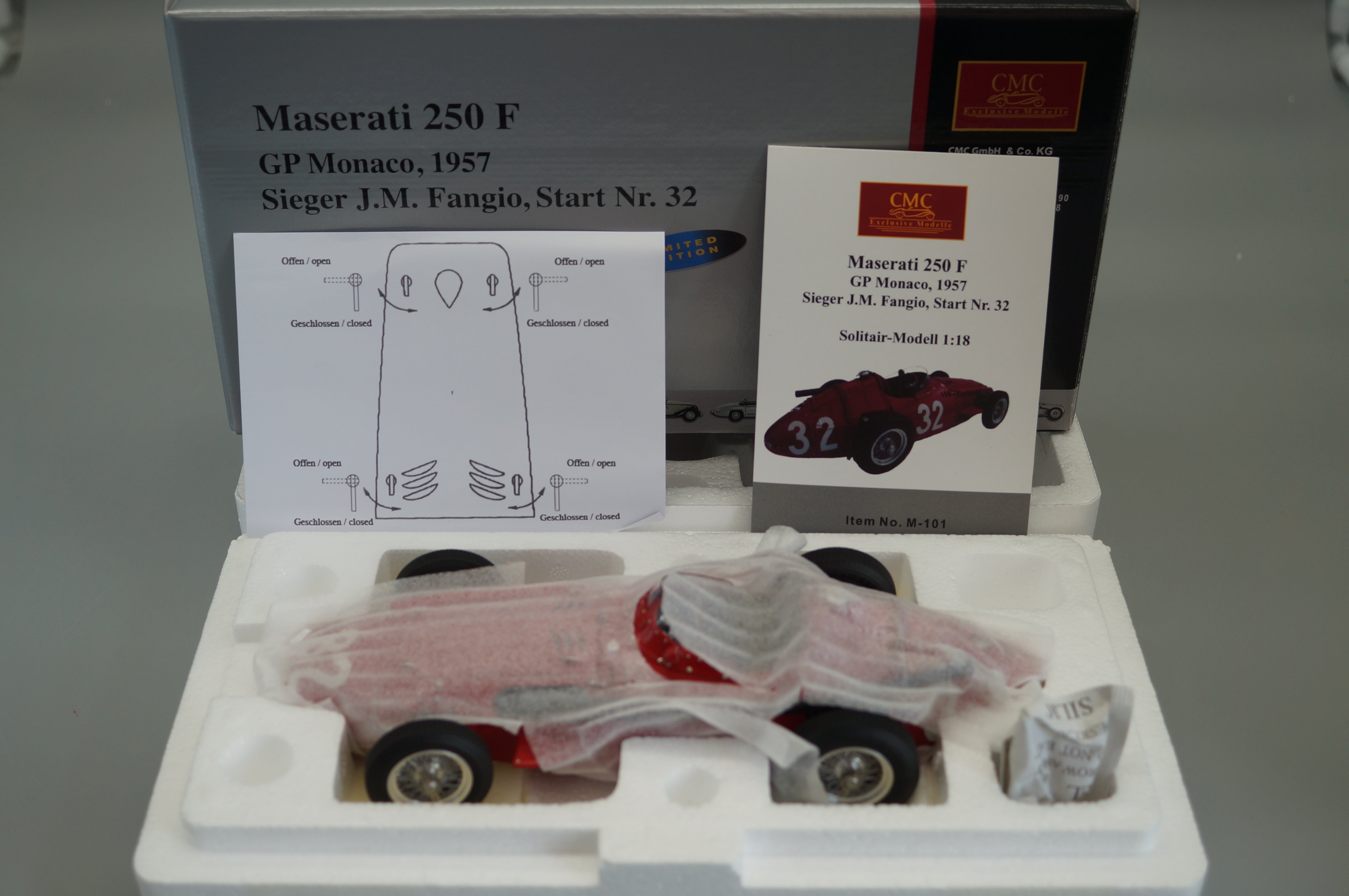 1/18 Maserati 250F #32 GP Monaco "Fangio" #0852/2000 CMC M-101 -pre-owned