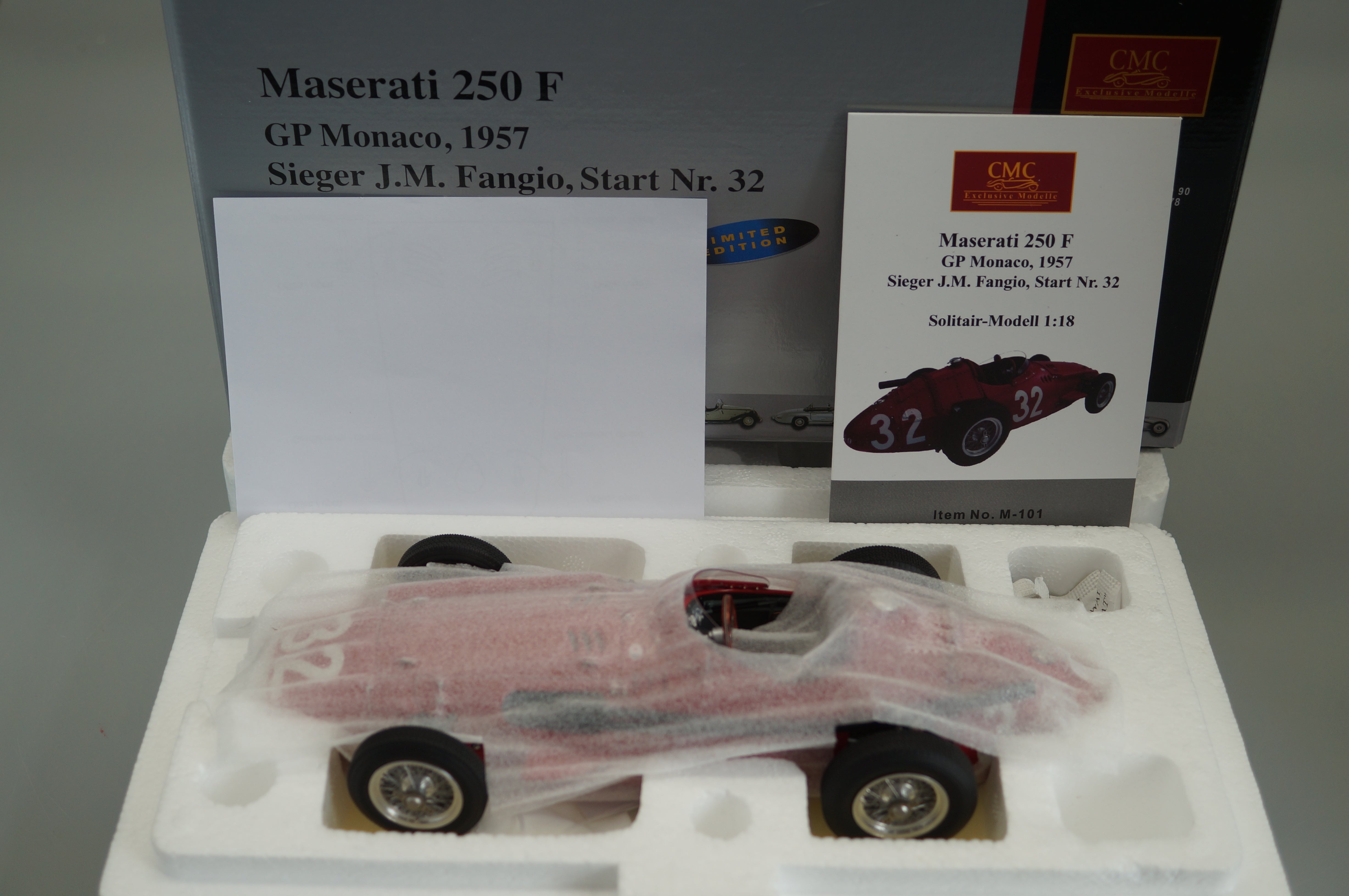 1/18 Maserati 250F #32 GP Monaco "Fangio" #0383/2000 CMC M-101 -pre-owned