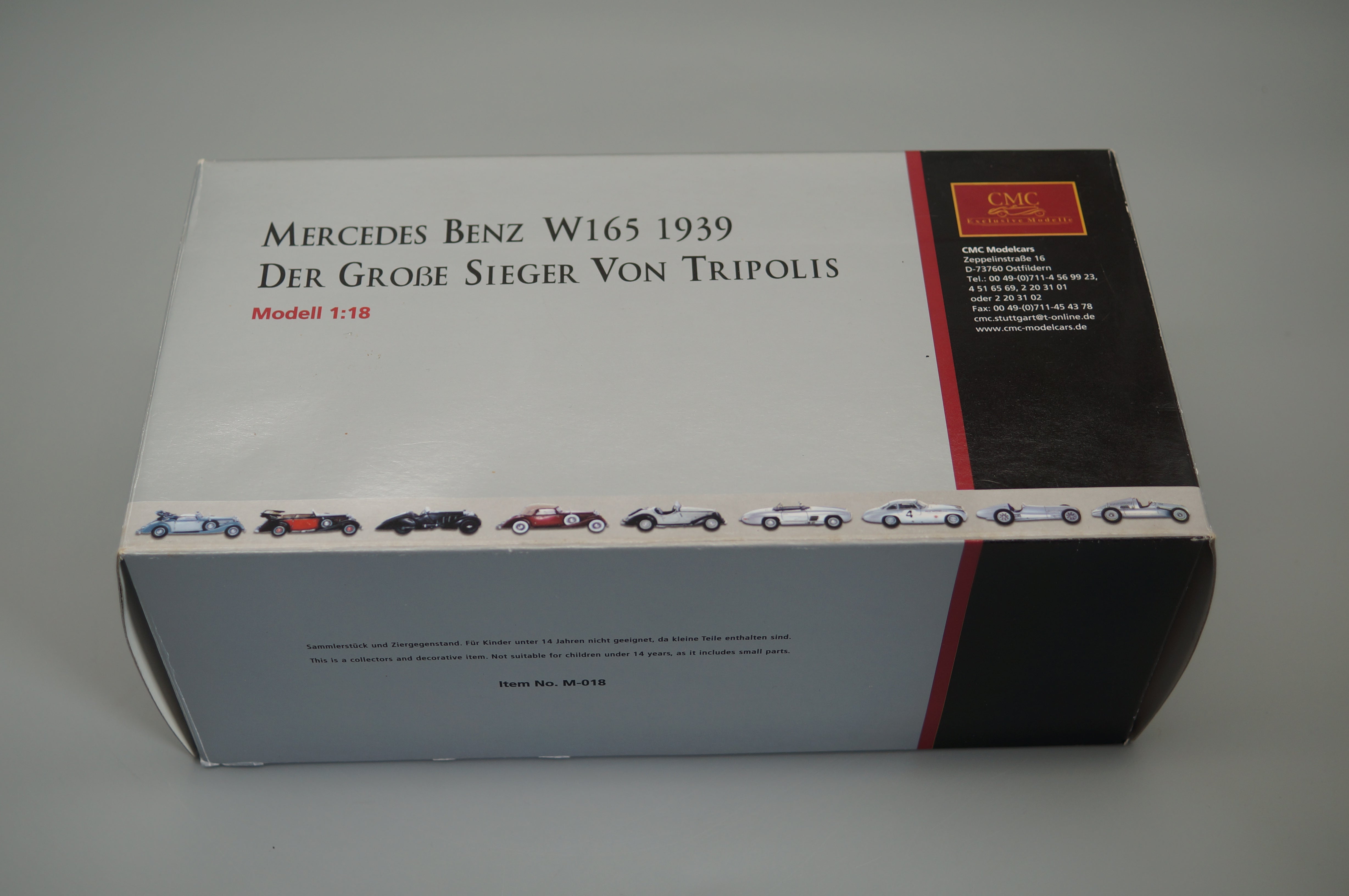 1/18 Mercedes-Benz W165 Winner of Tripoli 1939 #7185 CMC M-018 -pre-owned