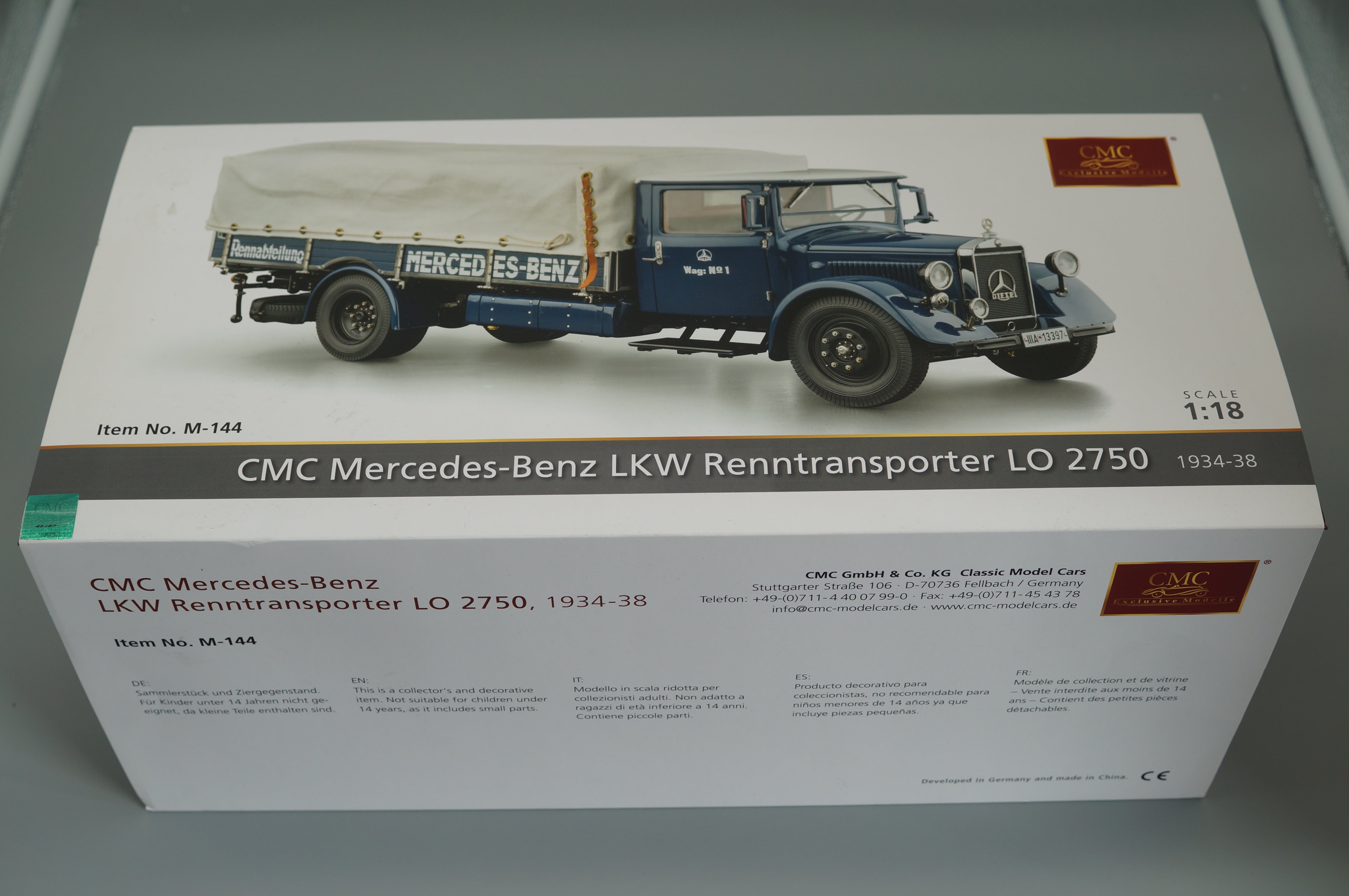 1/18 Mercedes-Benz LKW Race Transporter LO 2750 Car #1 #0125 CMC M-144 - pre-owned