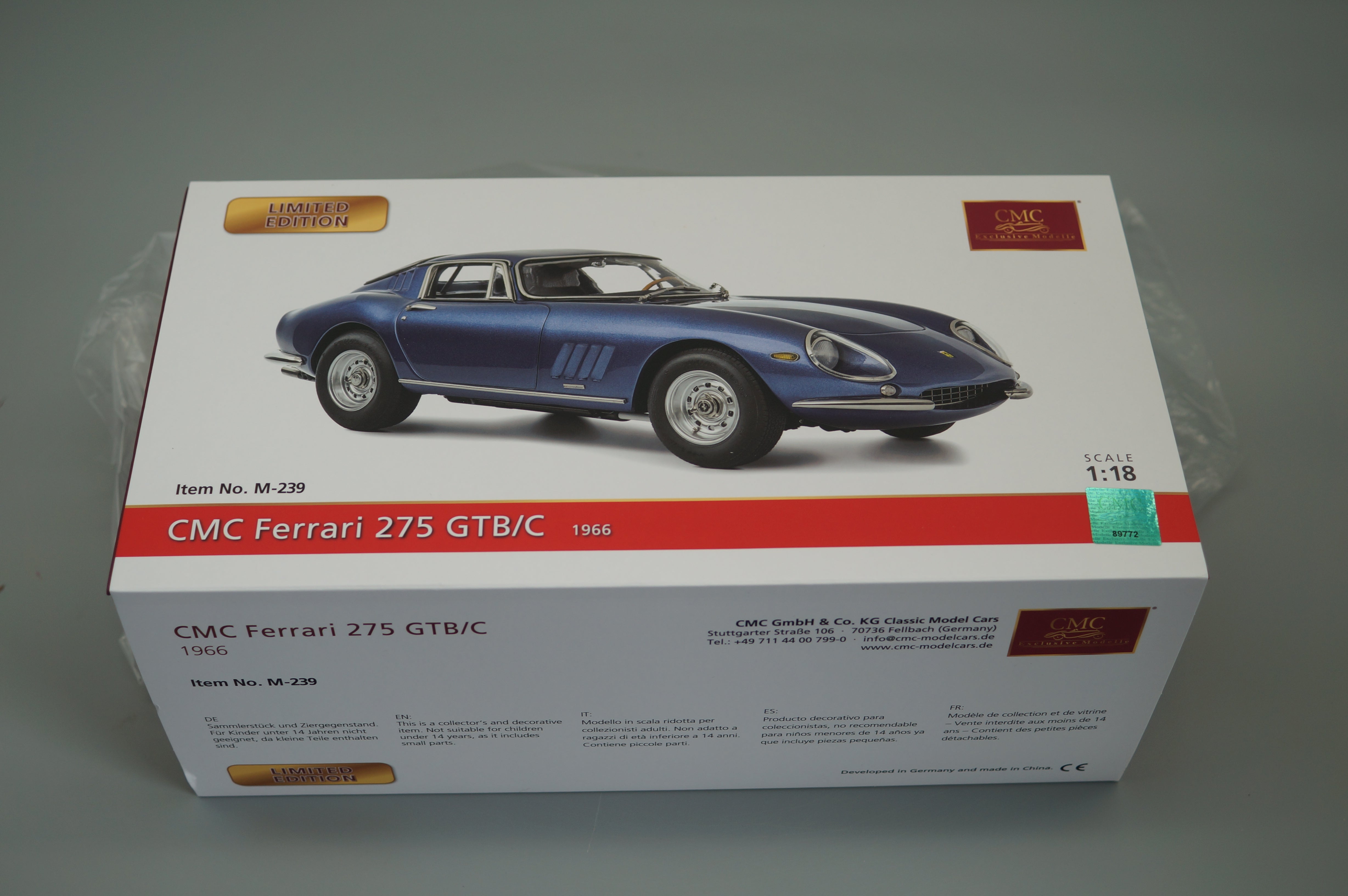 Ferrari 275 GTB/C California Blue CMC M-239 LE 1,000 pieces