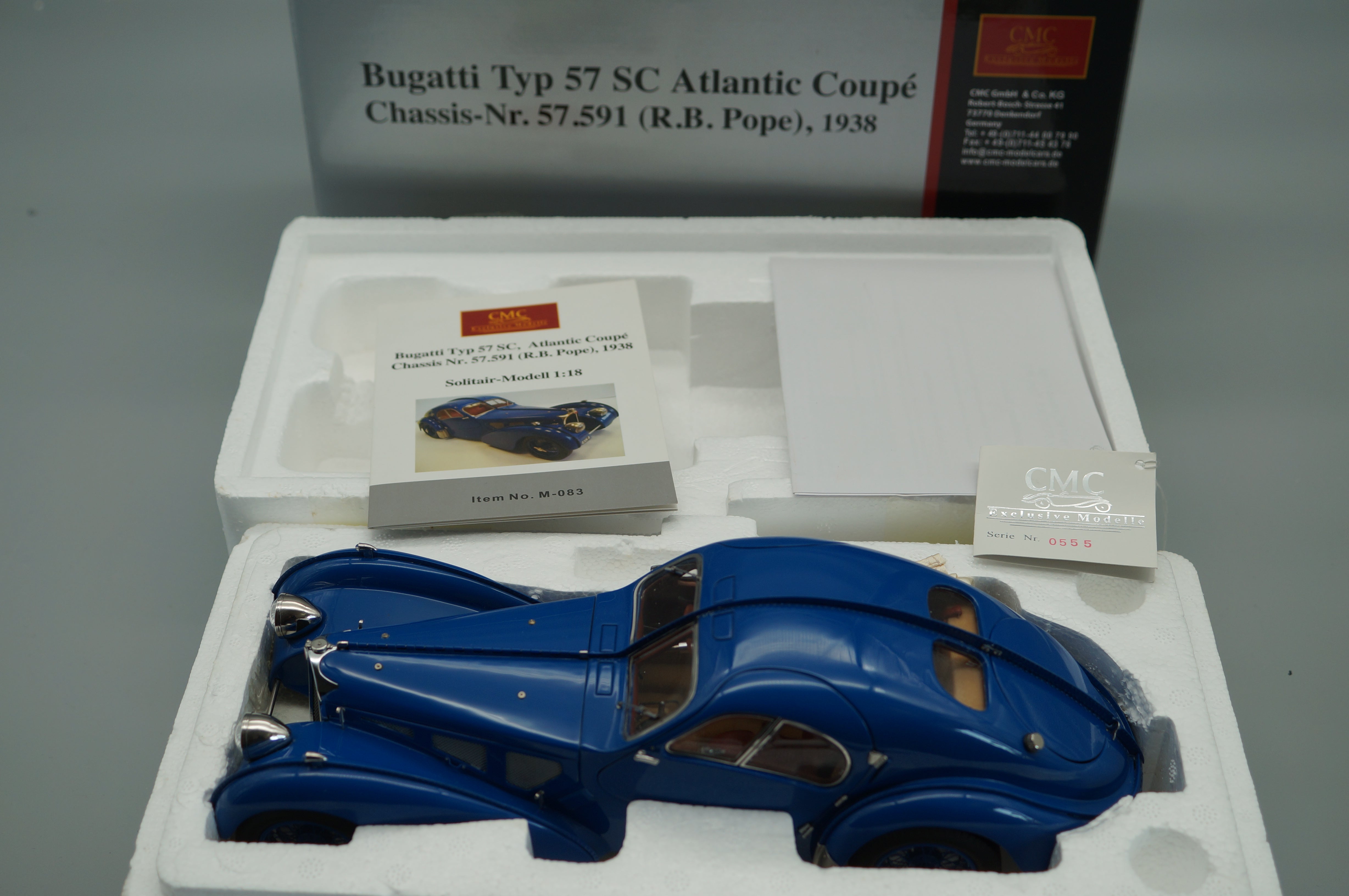 1/18 Bugatti Type 57 SC Atlantic blue RB Pope CMC M-083 -pre-owned-