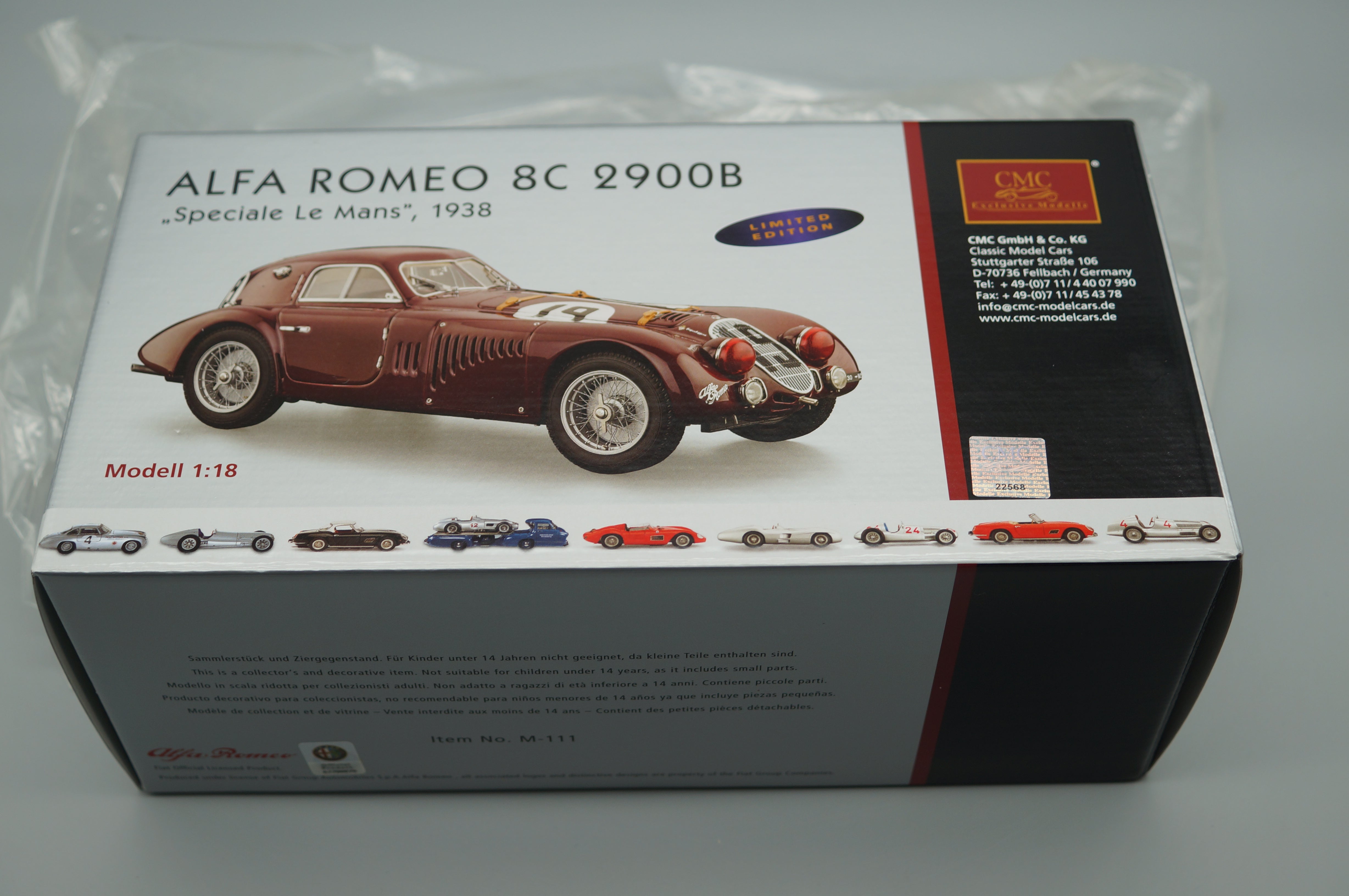 1:18 Alfa Romeo 8C 2900B Speciale #19 Le Mans 1938 CMC M-111 -PRE OWNED-