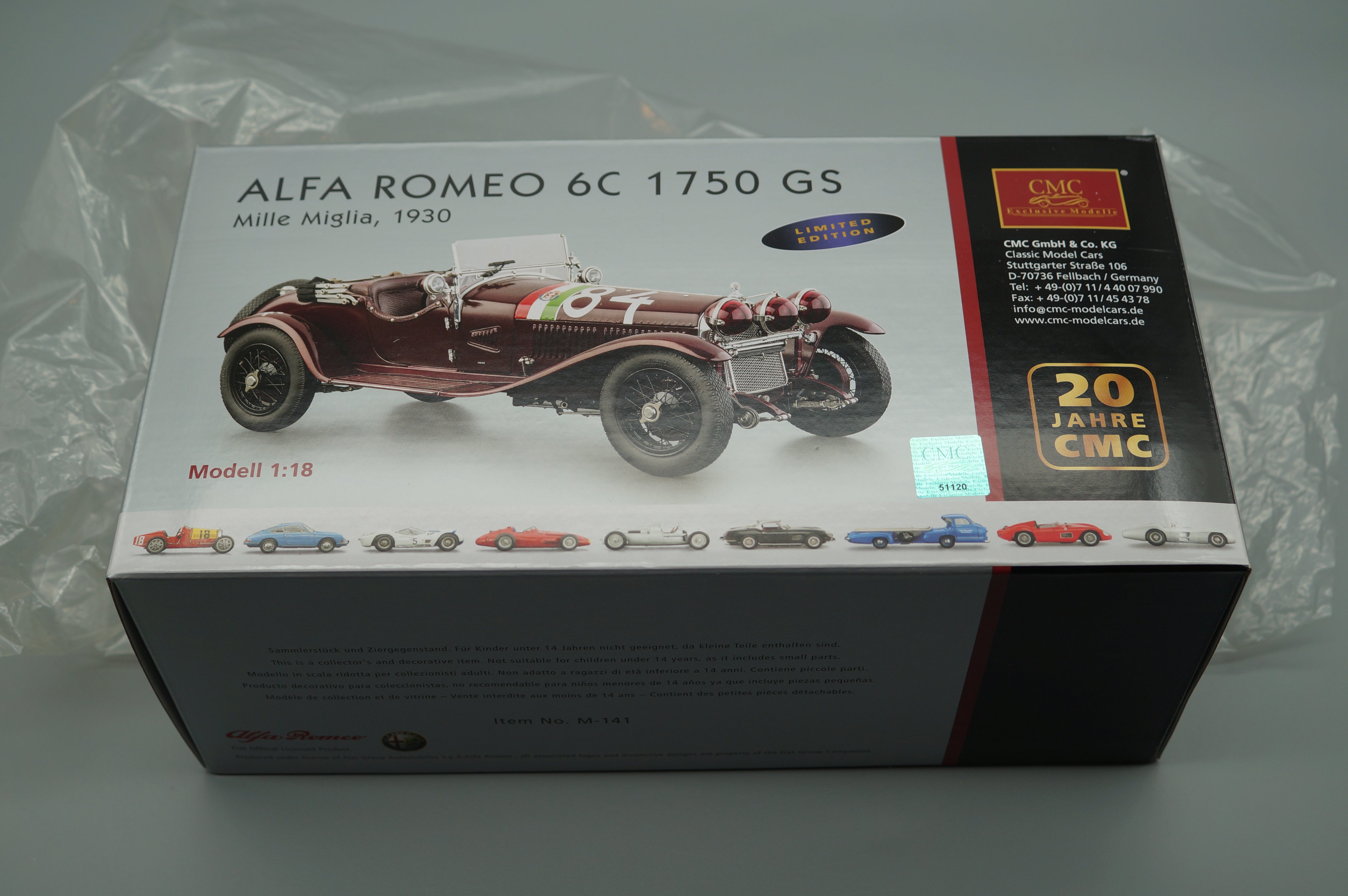 1:18 Alfa Romeo 6C 1750 GS Mille Miglia #84 Tazio Nuvolari  CMC M-141 -pre-owned-