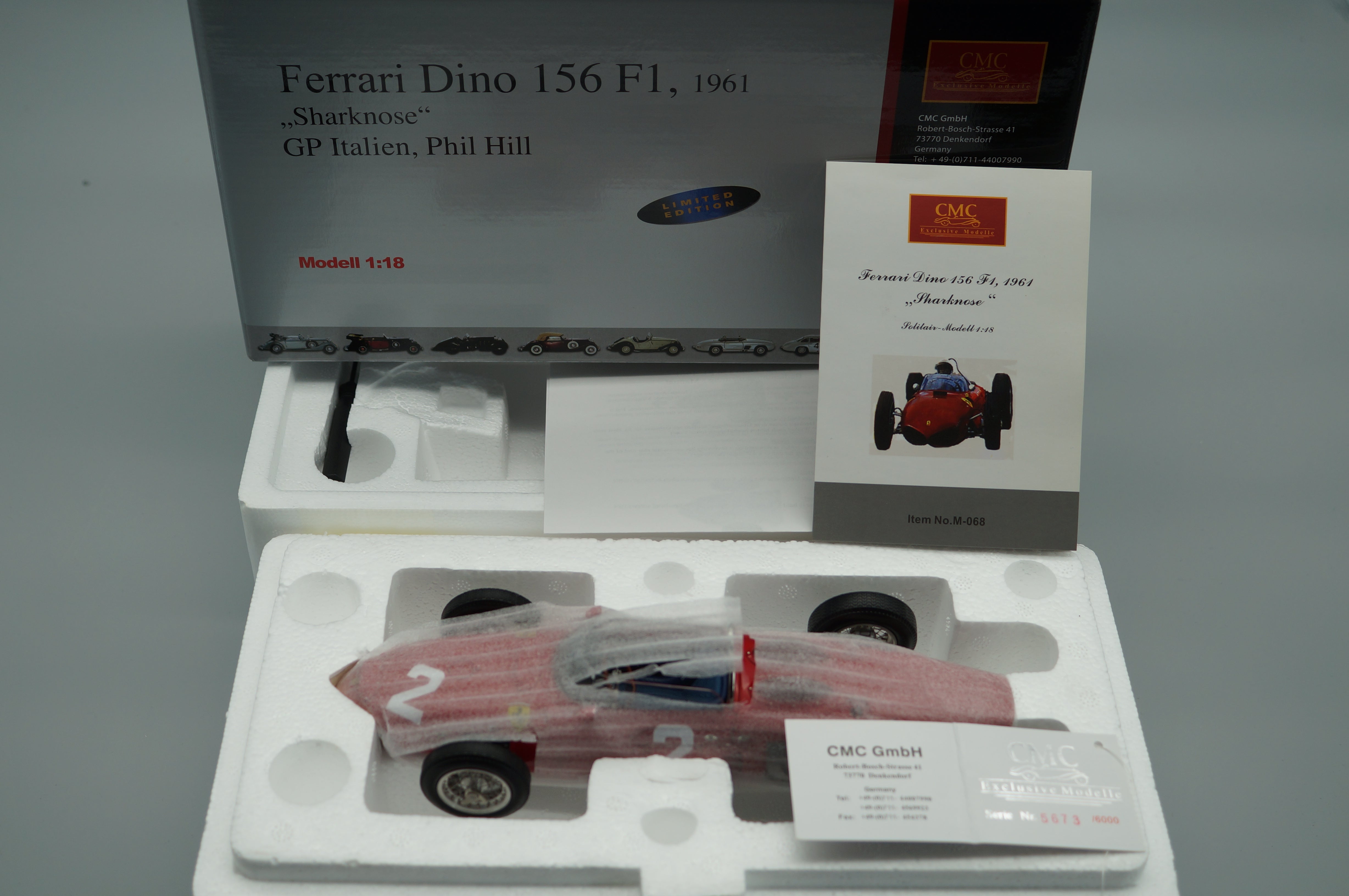 1:18 Ferrari 156 F1 'Sharknose' #2 Phil Hill Monza CMC M-068 -pre-owned- TS459