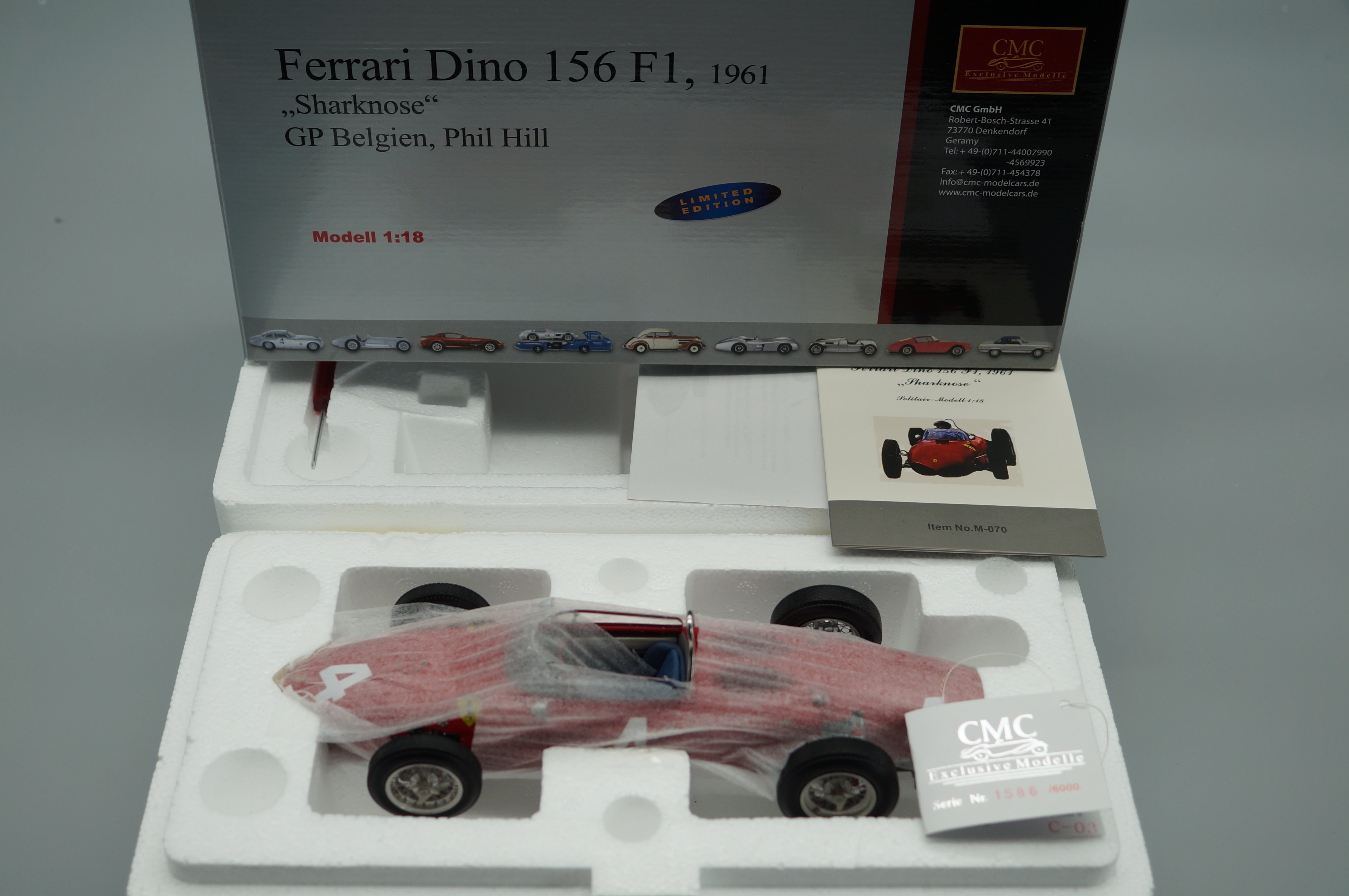 1:18 Ferrari 156 F1 'Sharknose' #4 Phil Hill Belgien CMC M-070 -pre-owned- TS460