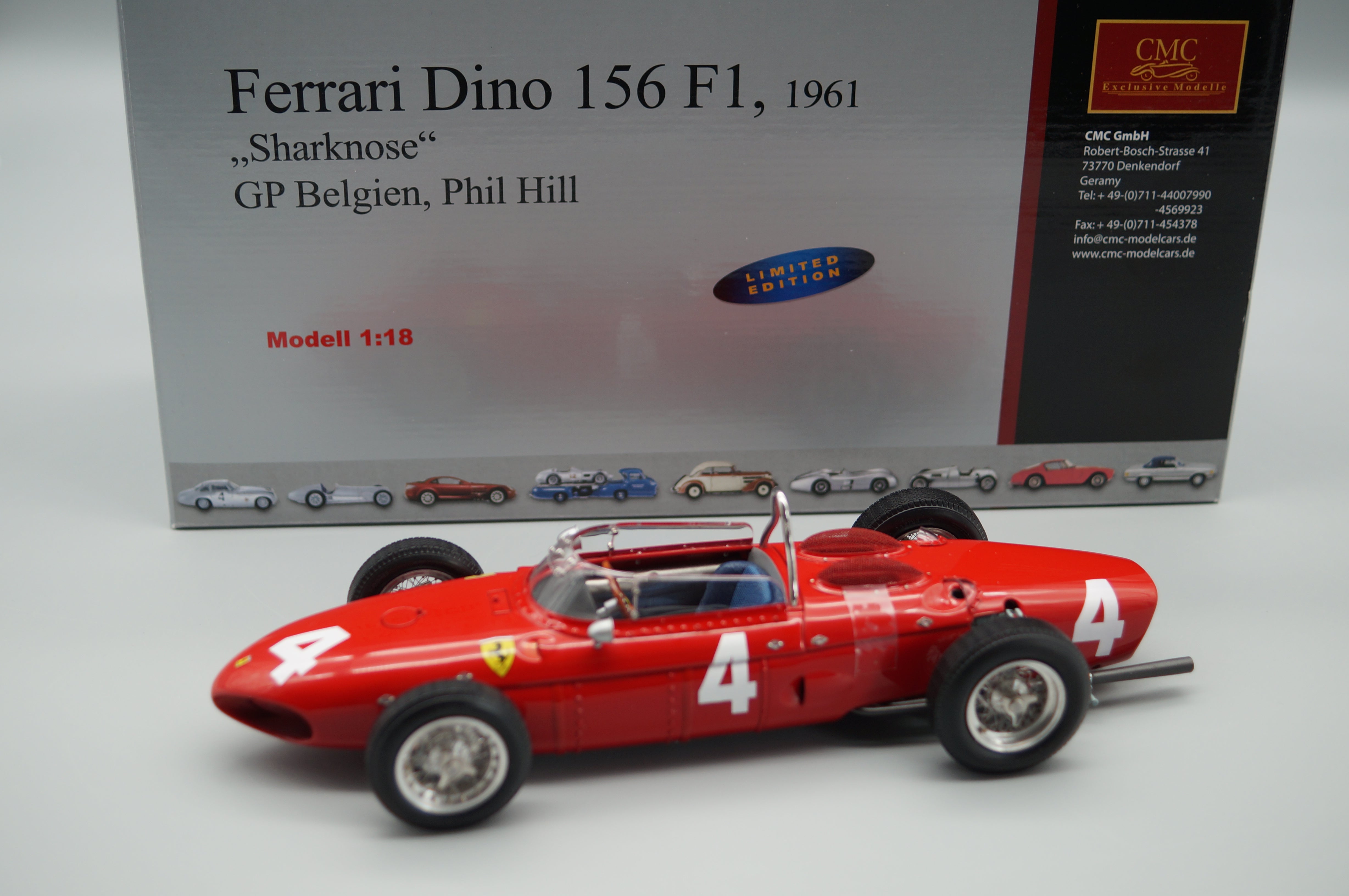 1:18 Ferrari 156 F1 'Sharknose' #4 Phil Hill Belgien CMC M-070 -pre-owned- TS460