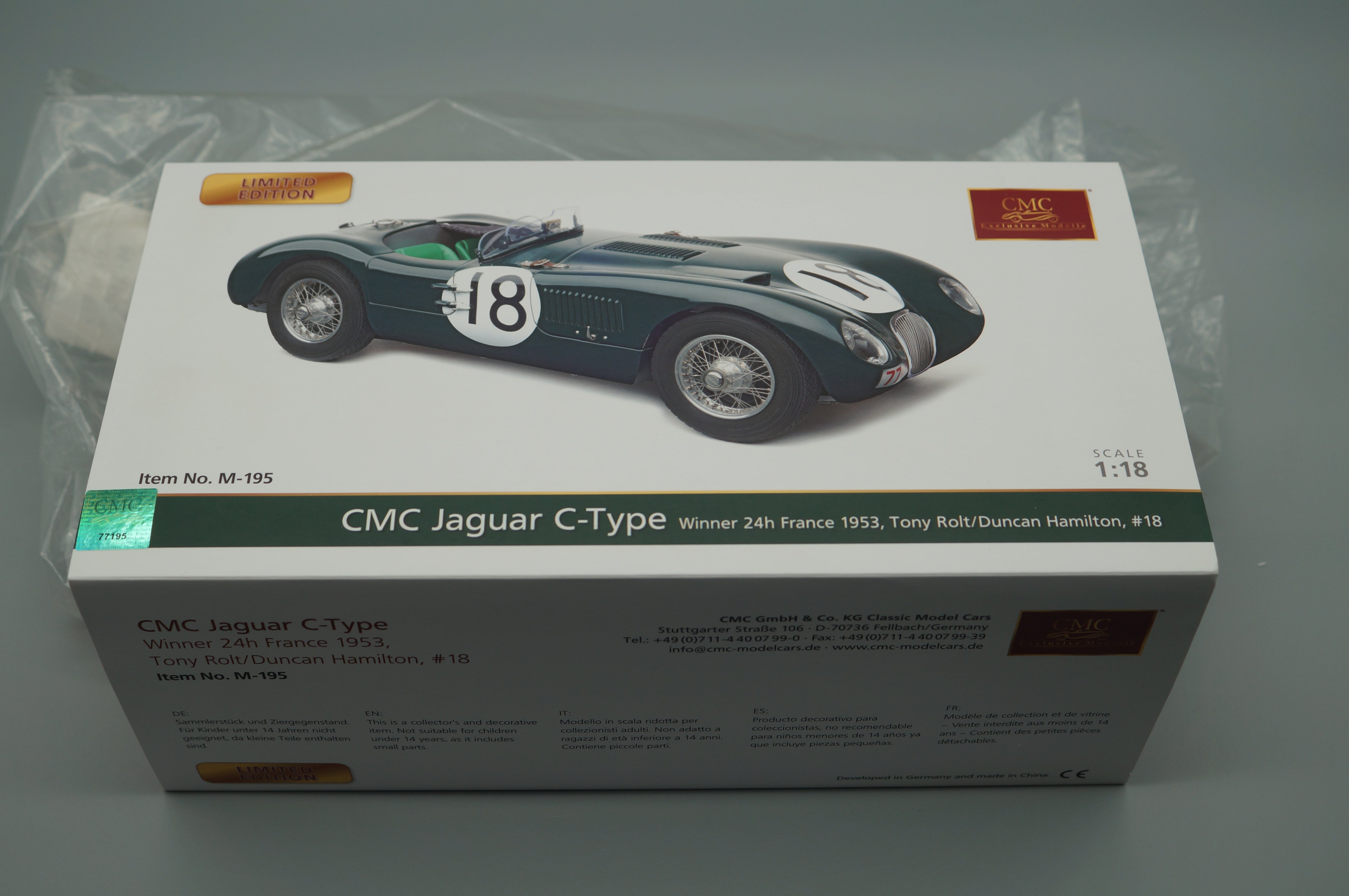 1:18 Jaguar C-Type #18 24h Le Mans Sieger 1953 Rolt/Hamilton CMC M-195 LE 1.500 - pre-owned-
