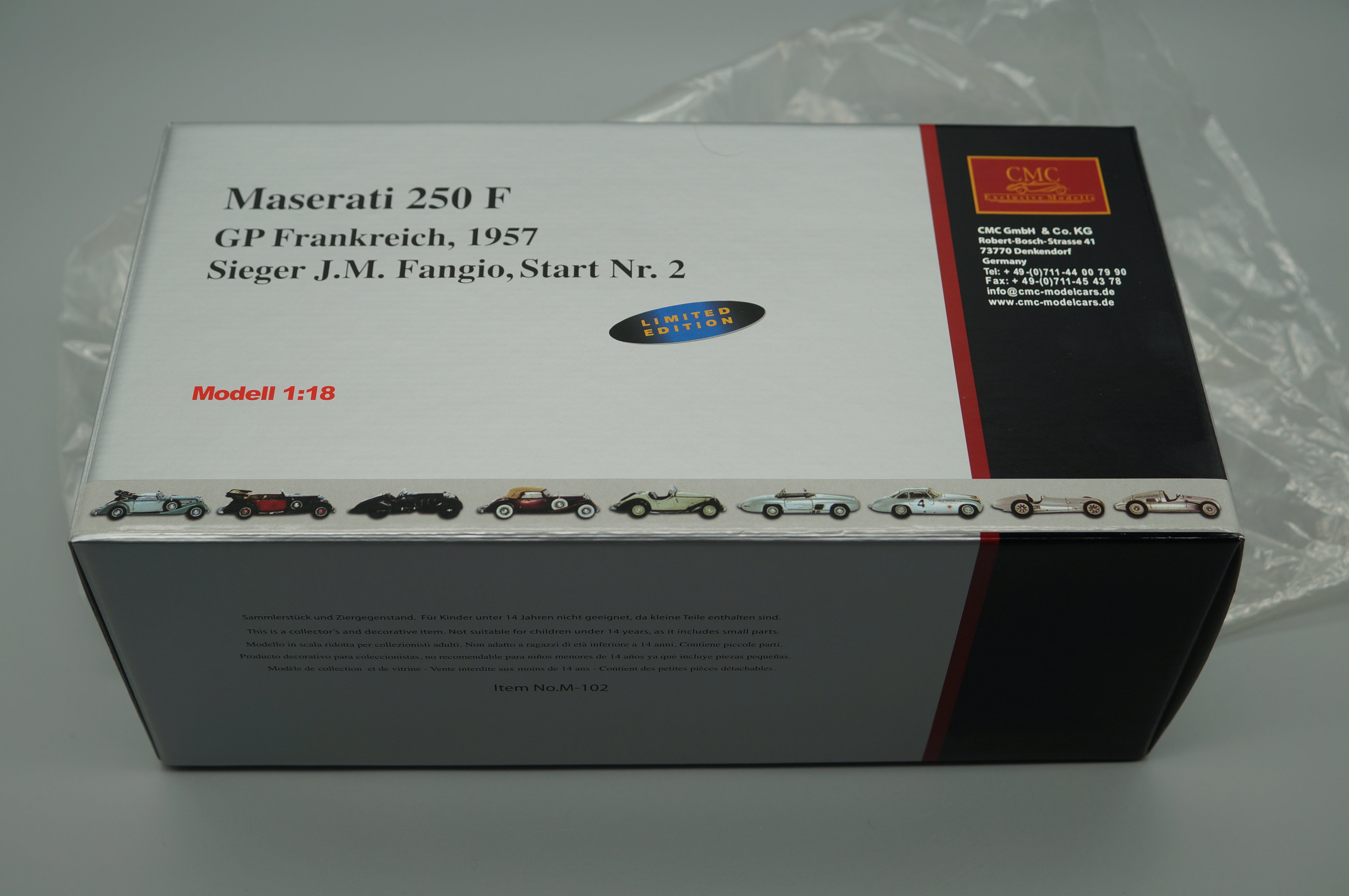 1:18 Maserati 250F #2 GP Frankreich "Fangio" CMC M-102 -pre-owned-