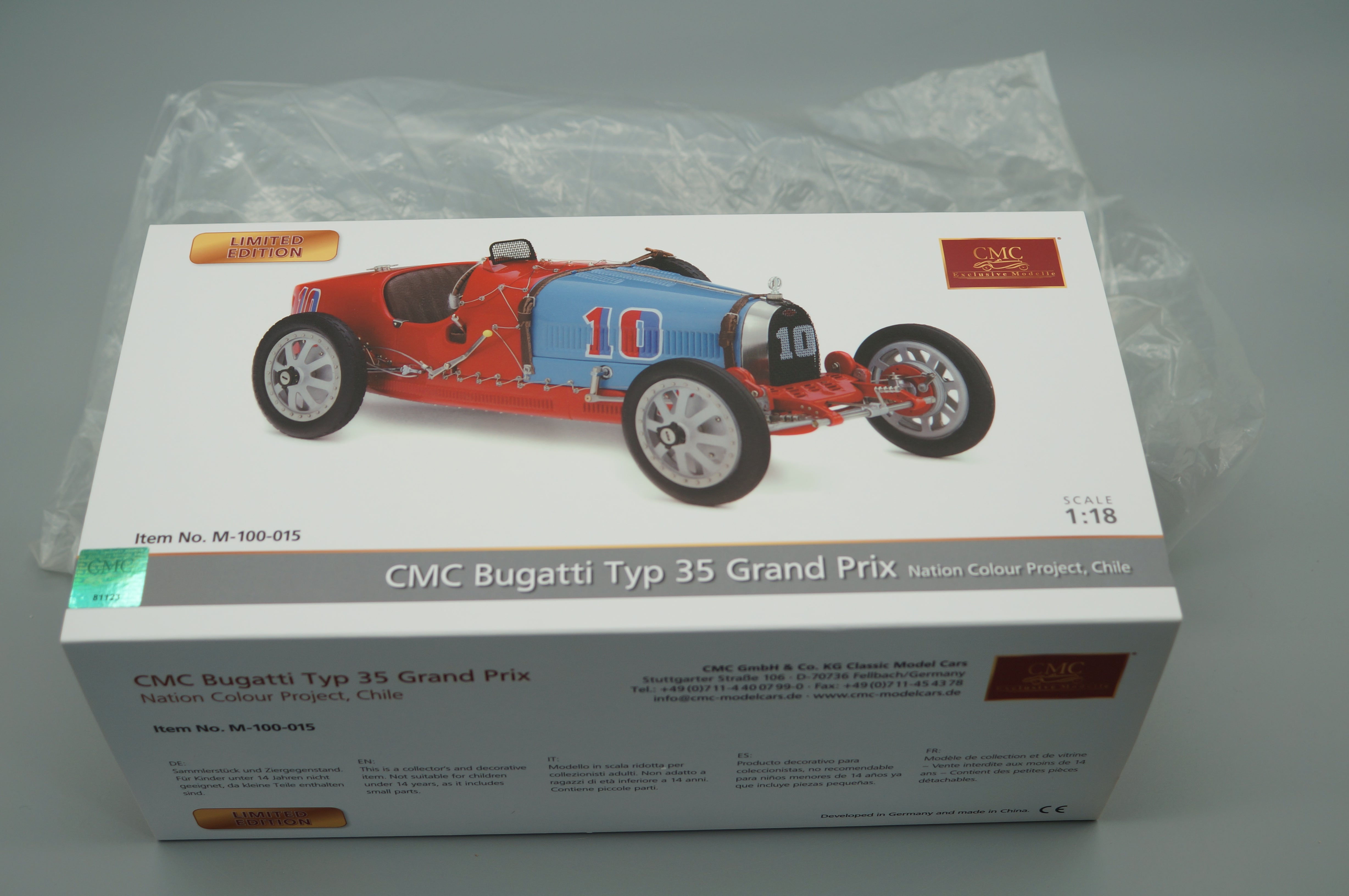 1:18 Bugatti T35 Nation Color Project - Chile #10 LE 300 St. CMC M-100 015 -pre-owned-