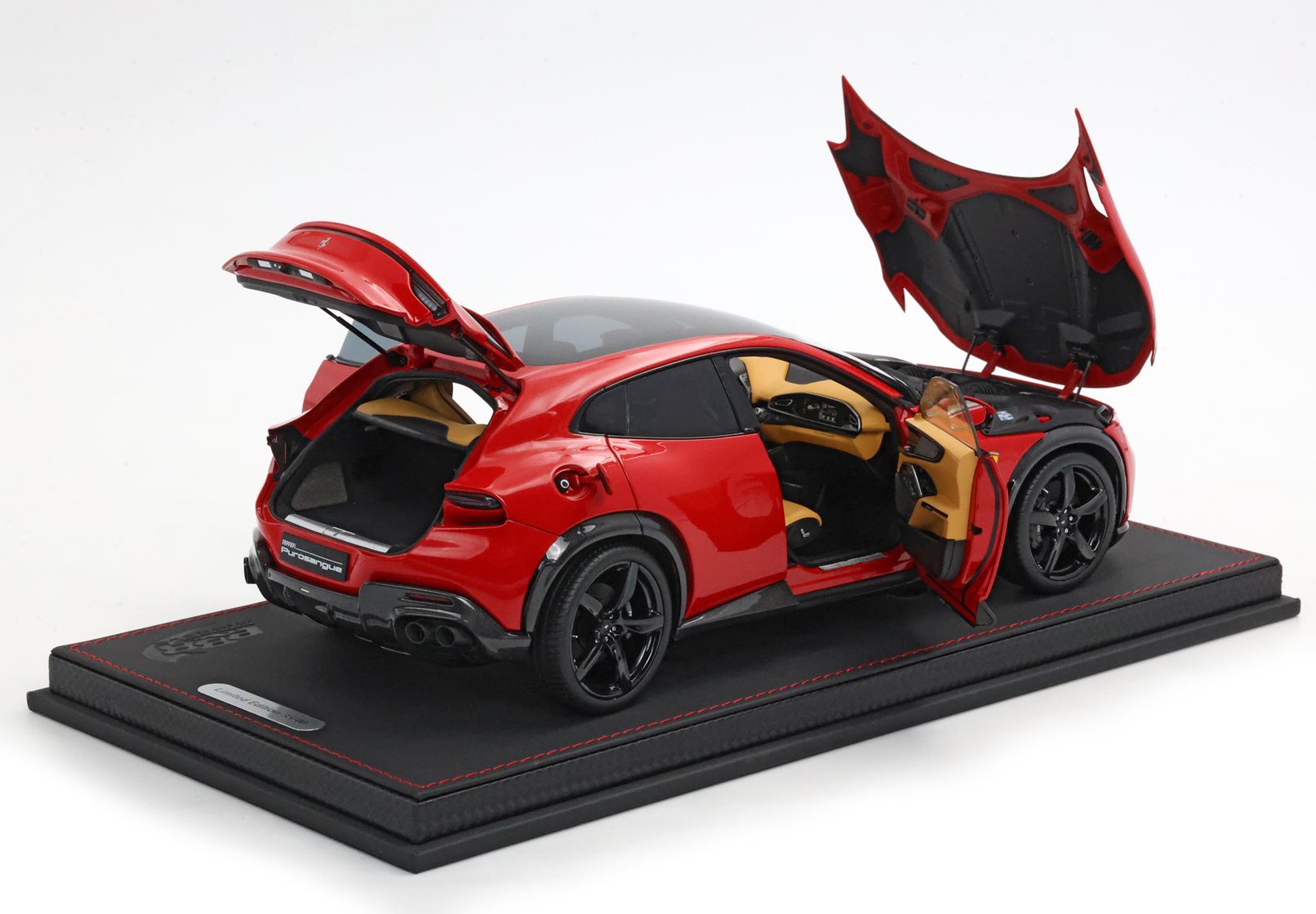 1/18 Ferrari Purosangue diecast panoramic roof, Rosso Corsa - Black Wheels BBR HE180053BDIE1