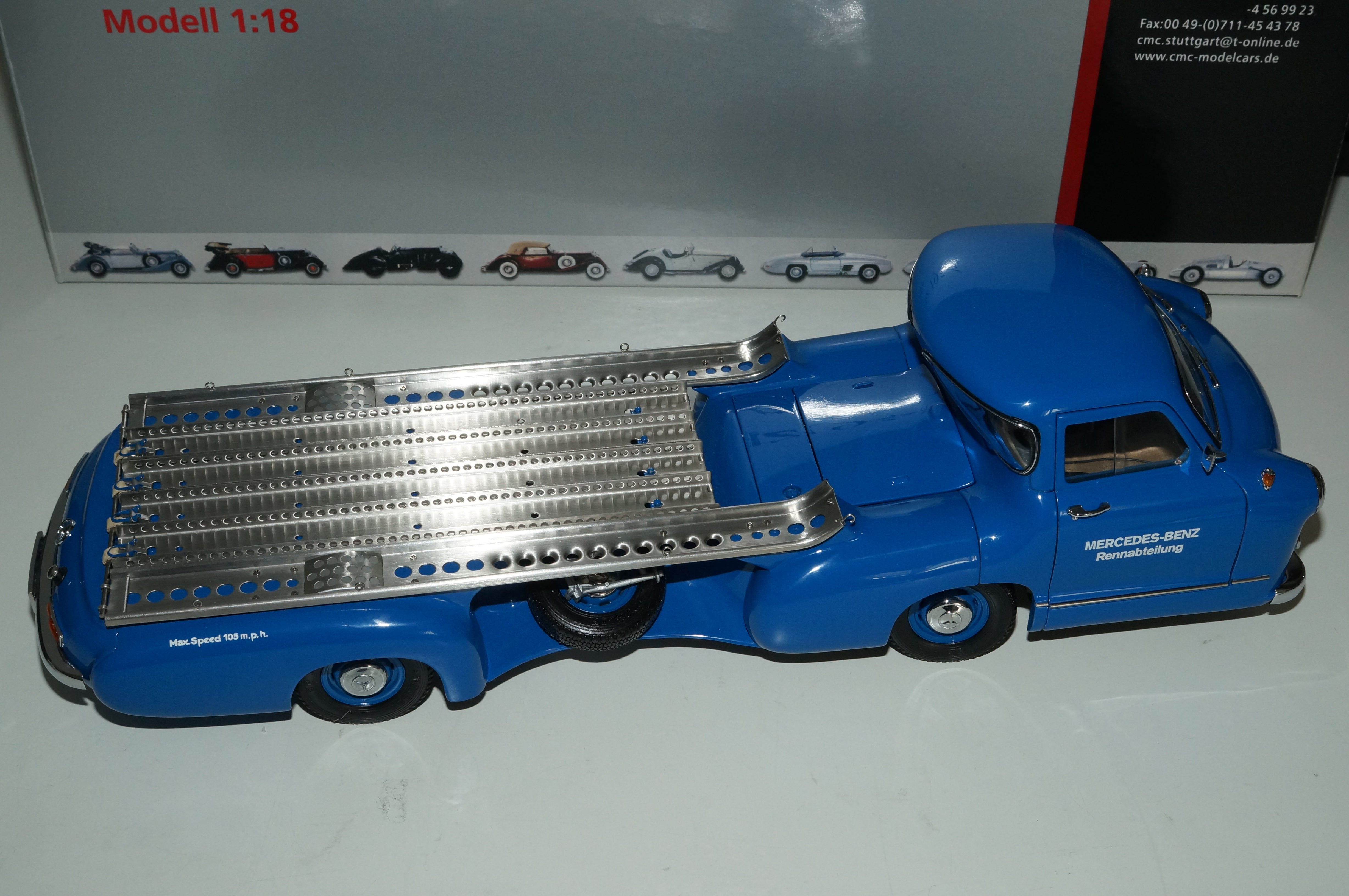 1/18 Mercedes-Benz Renntransporter Das blaue Wunder CMC M-036 - aus Vorbesitz