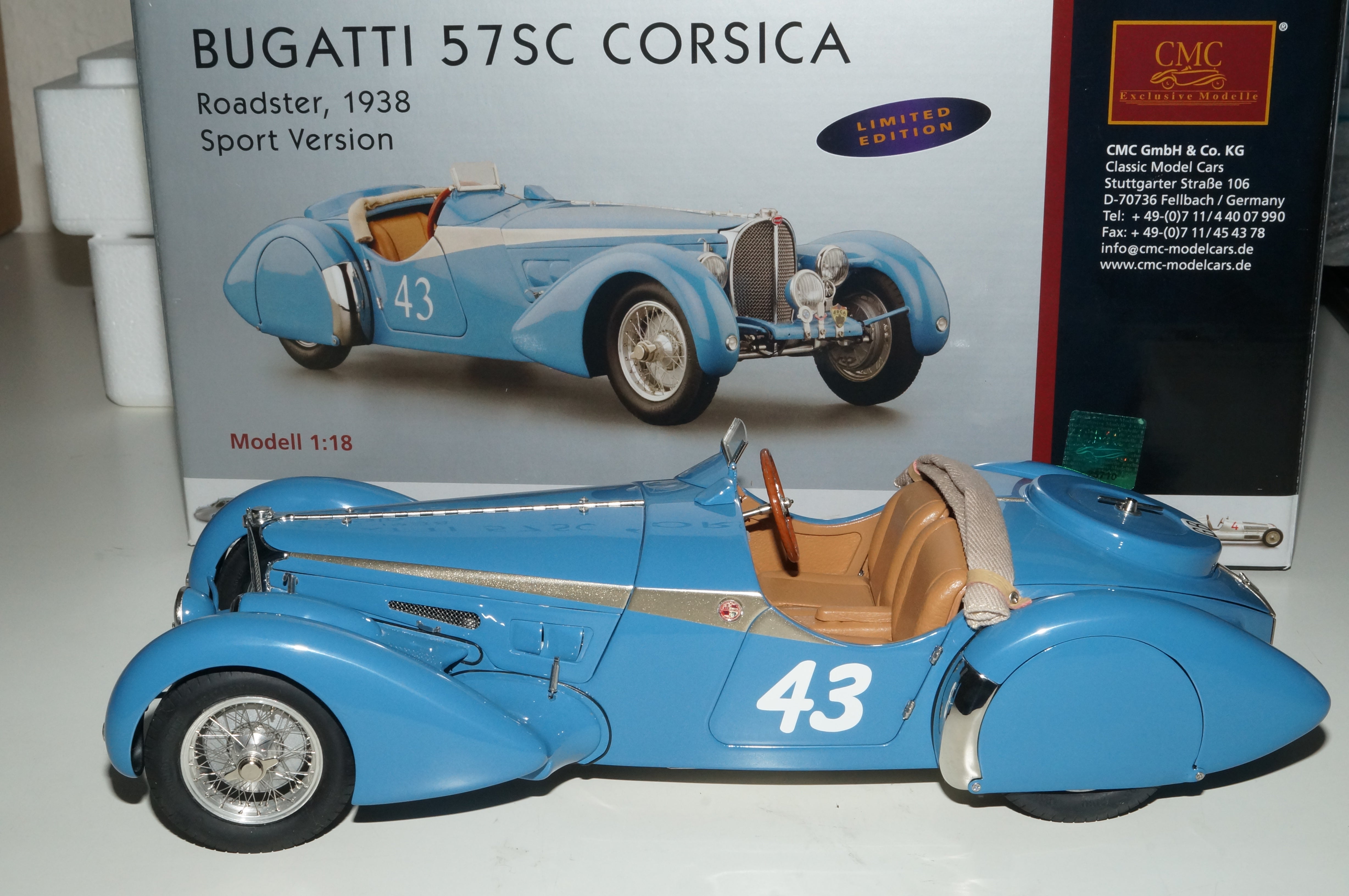 Bugatti 57 SC Corsica #43 Sport Version 1938 CMC M-129 Limited Edition 1.000 Stück - aus Vorbesitz