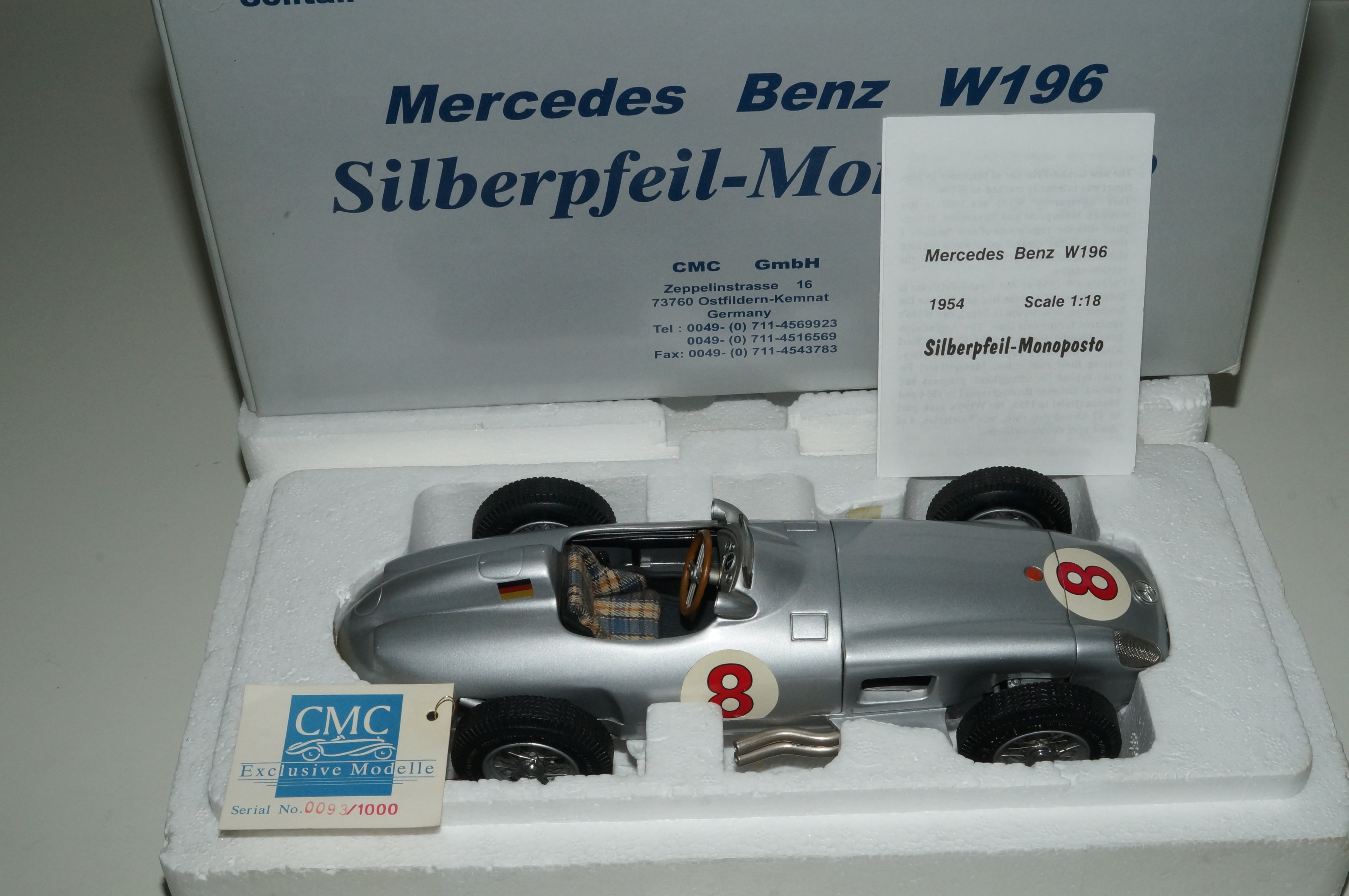 Mercedes-Benz W196 #8 Hans Herrmann CMC M-021 LE 1.000 Stück -pre-owned-