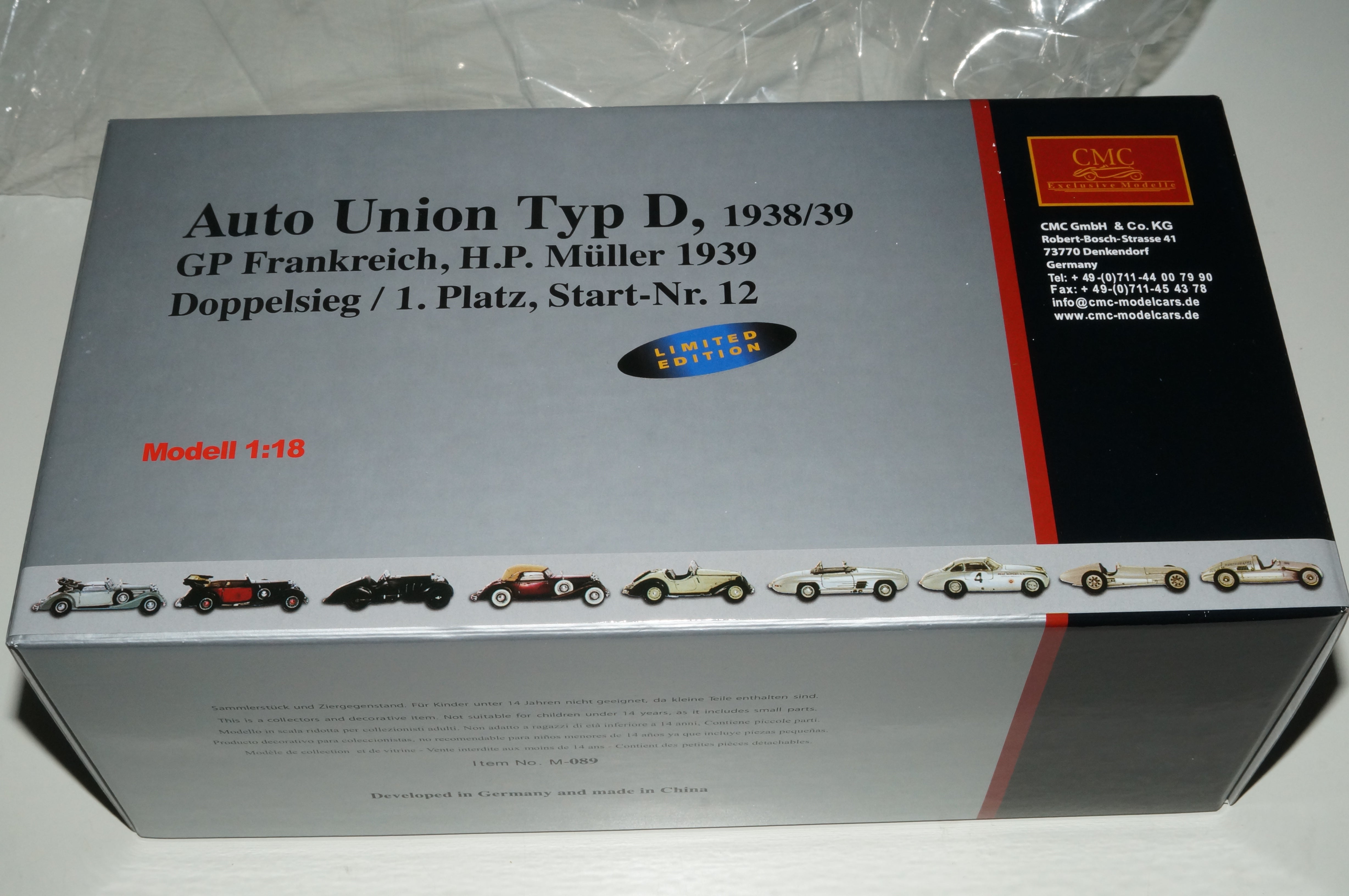 Auto Union Typ D #12, GP Frankreich 1939, H.P. Müller, CMC M-089 -pre-owned-