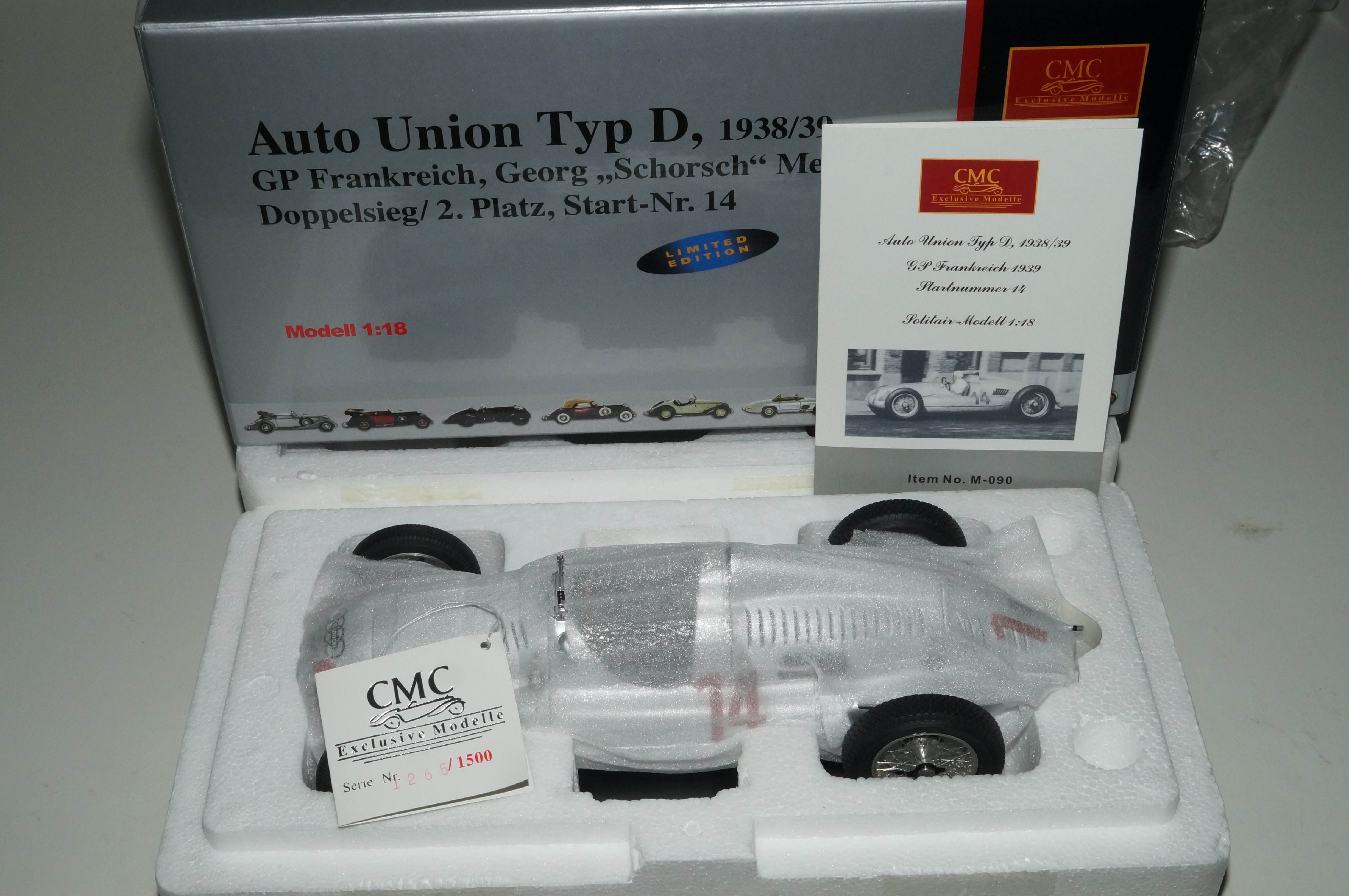 Auto Union Typ D #14, GP Frankreich 1939,G. Meier, CMC M-090 -pre-owned-