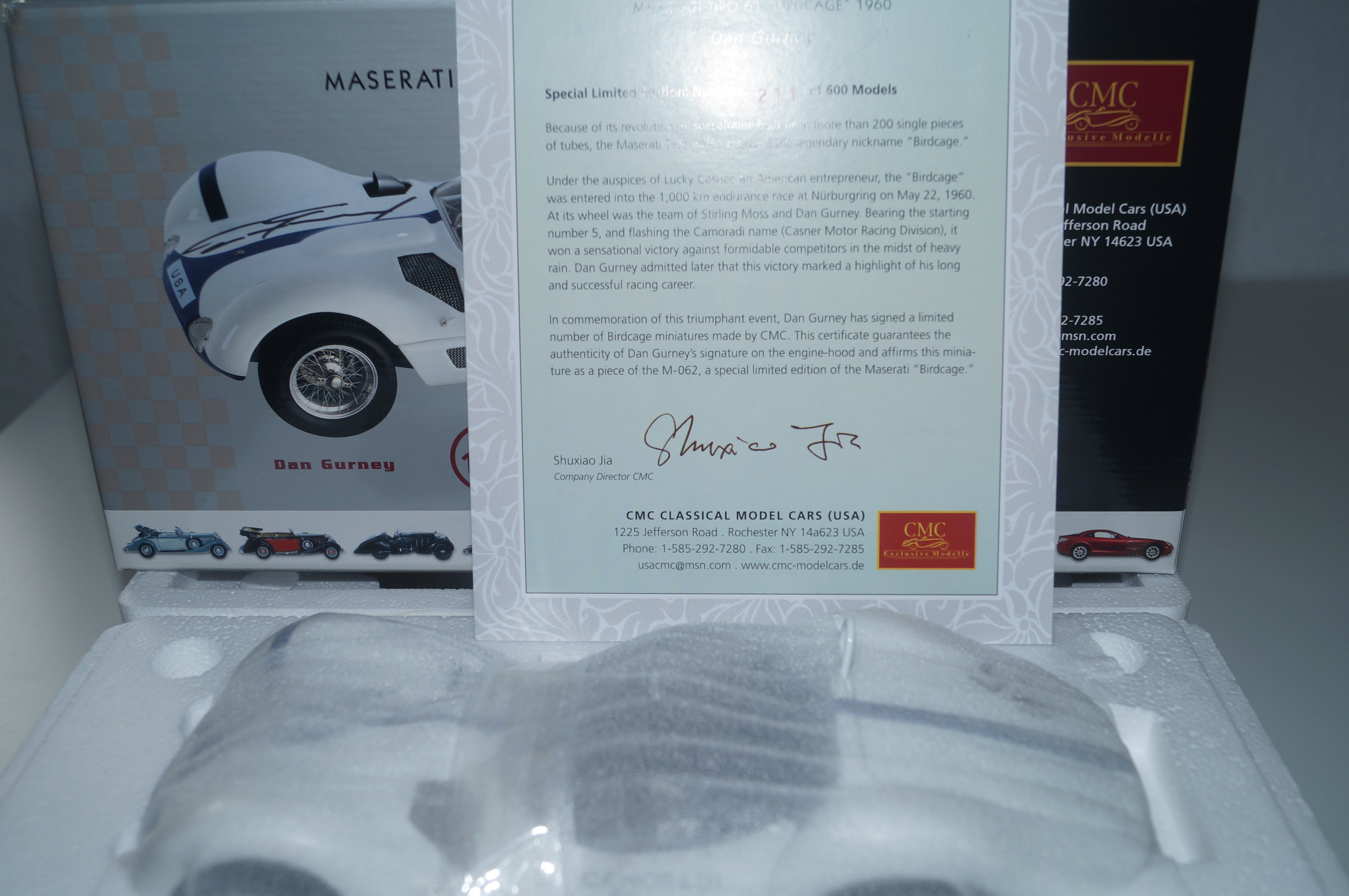Maserati Birdcage #5 signiert von Dan Gurney CMC M-062 1/18