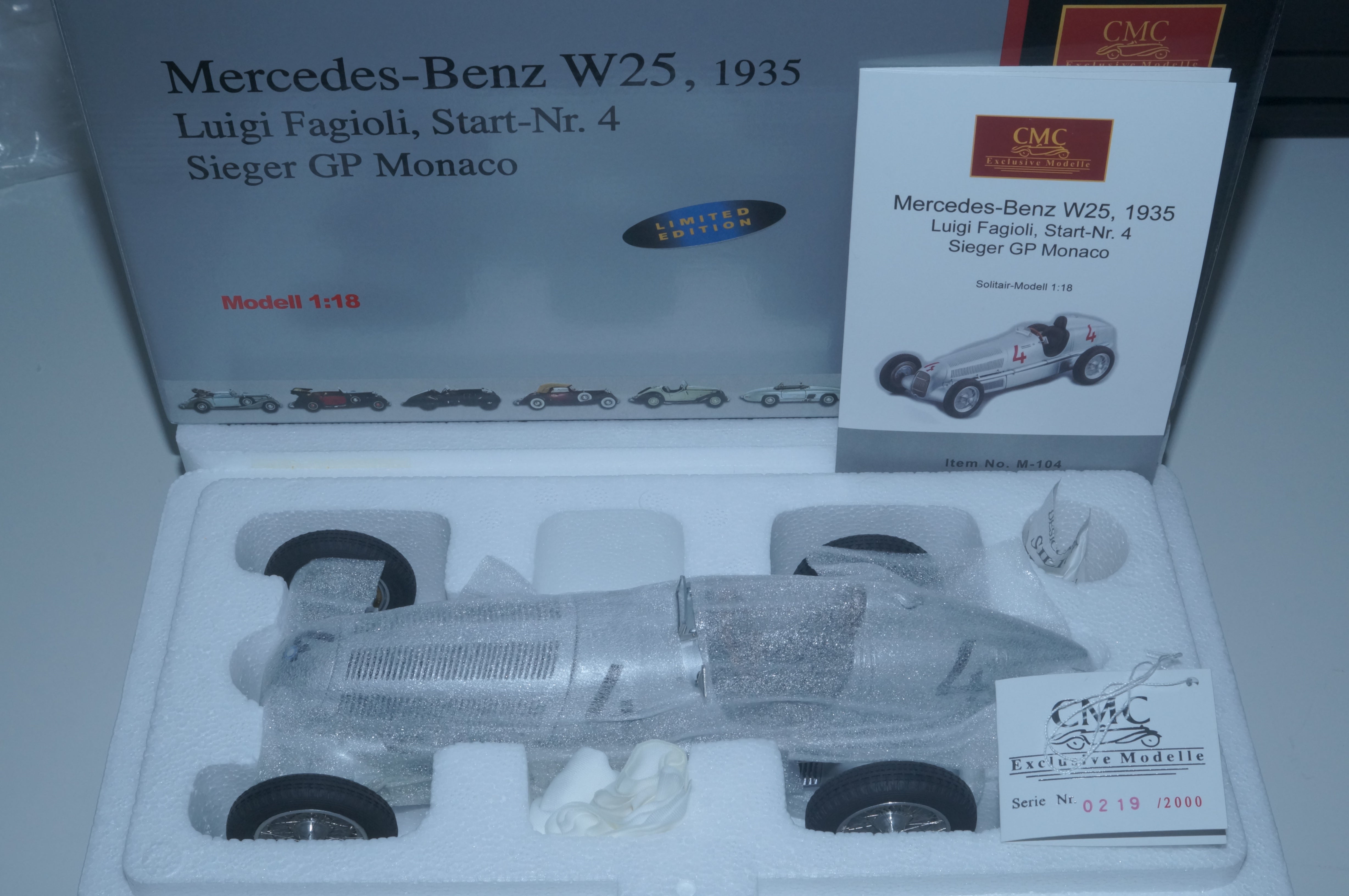Mercedes-Benz W25 #4 Luigi Fagioli CMC M-104 LE RARITÄT BLACK #4