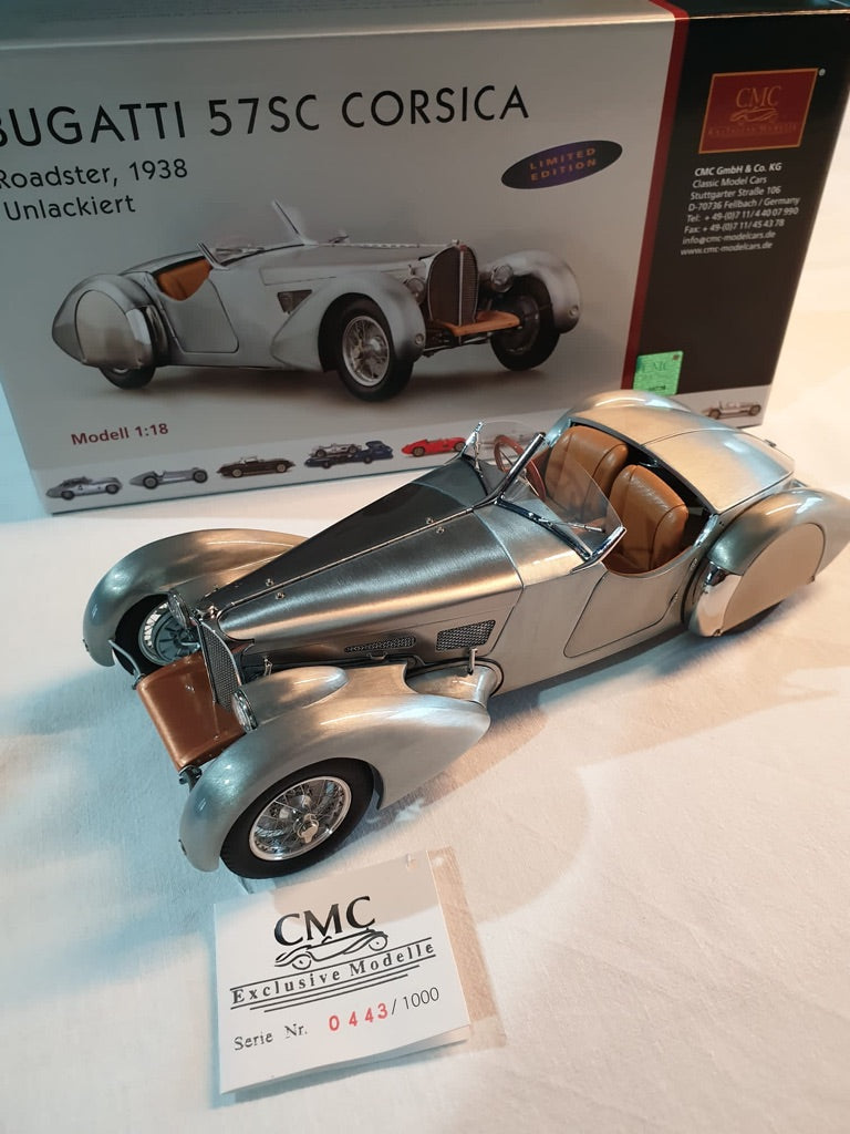 Bugatti 57 SC Corsica Roadster unlackiert CMC M-134 Limited Edition 1000 Stück