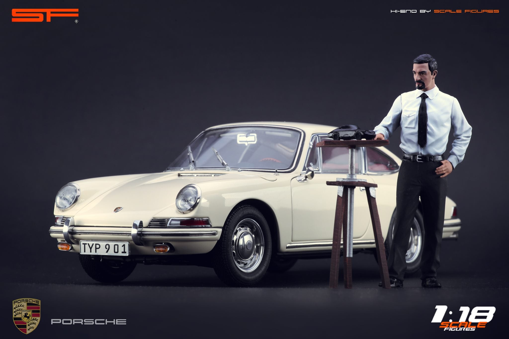 1/18 Konstrukteursfigur FERDINAND Alexander 'Butzi' PORSCHE  von SF Scale Figures - Handarbeit-