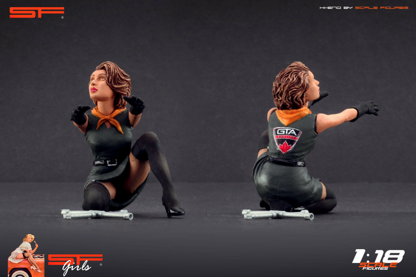 1/18 Girl changing wheel von SF Scale Figures - Handarbeit -