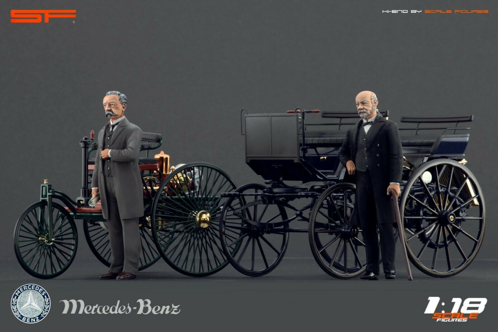 1/18 GOTTLIEB DAIMLER und CARL BENZ von SF Scale Figures - Handarbeit -