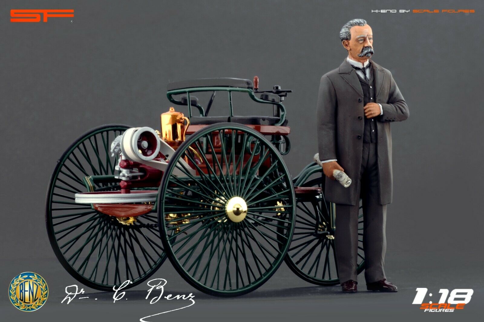 1/18 GOTTLIEB DAIMLER und CARL BENZ von SF Scale Figures - Handarbeit -