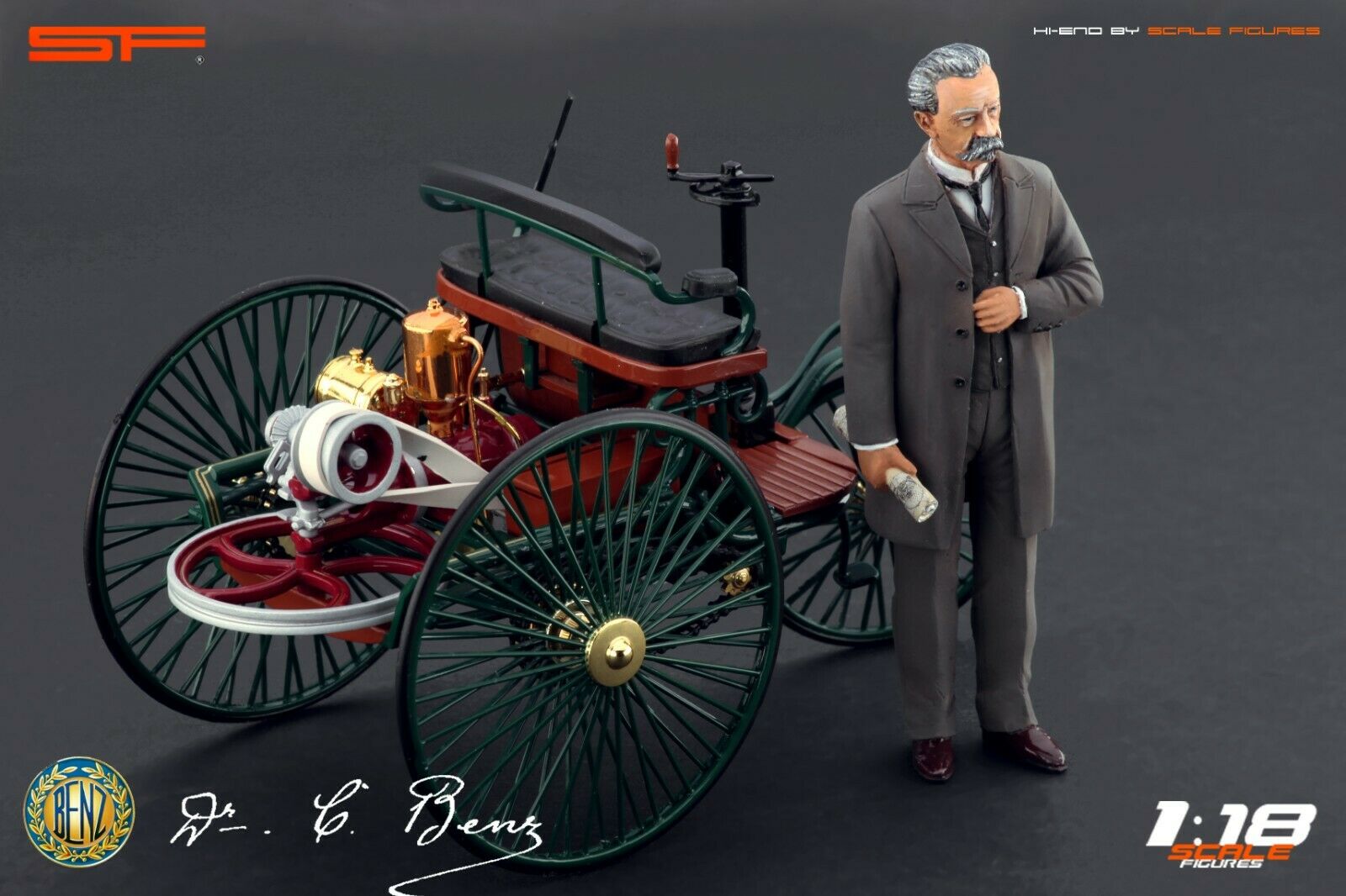 1/18 GOTTLIEB DAIMLER und CARL BENZ von SF Scale Figures - Handarbeit -