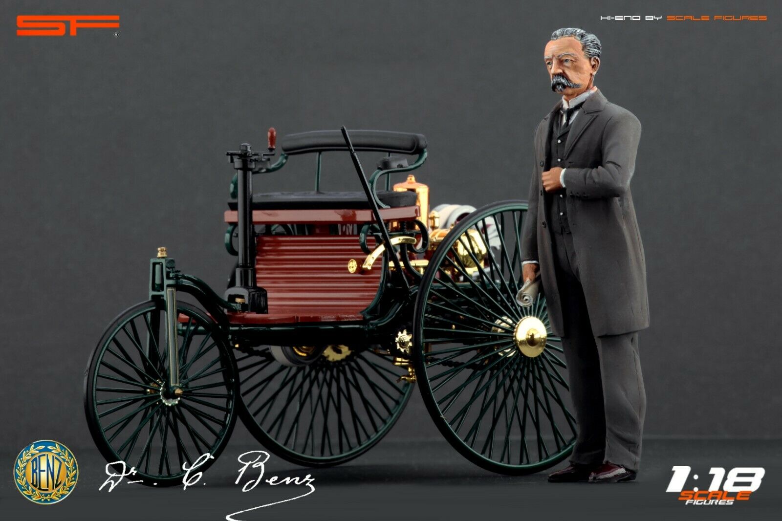 1/18 GOTTLIEB DAIMLER und CARL BENZ von SF Scale Figures - Handarbeit -