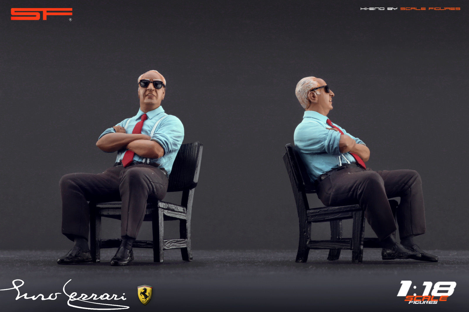 1/18 Enzo Ferrari sitting von SF Scale Figures - Handarbeit -