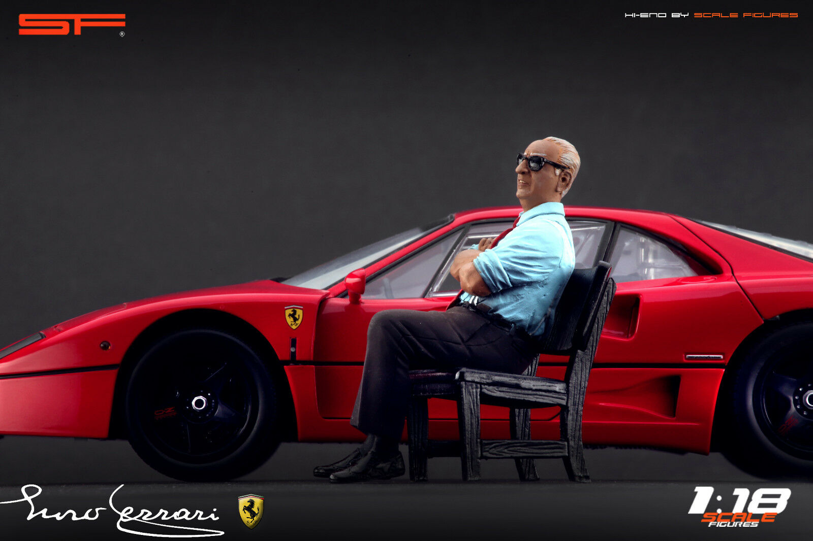 1/18 Enzo Ferrari sitting von SF Scale Figures - Handarbeit -