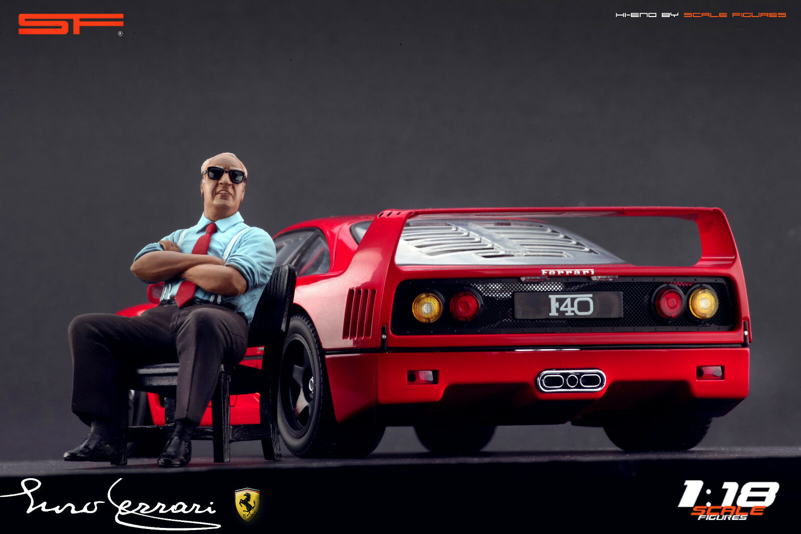 1/18 Enzo Ferrari sitting von SF Scale Figures - Handarbeit -