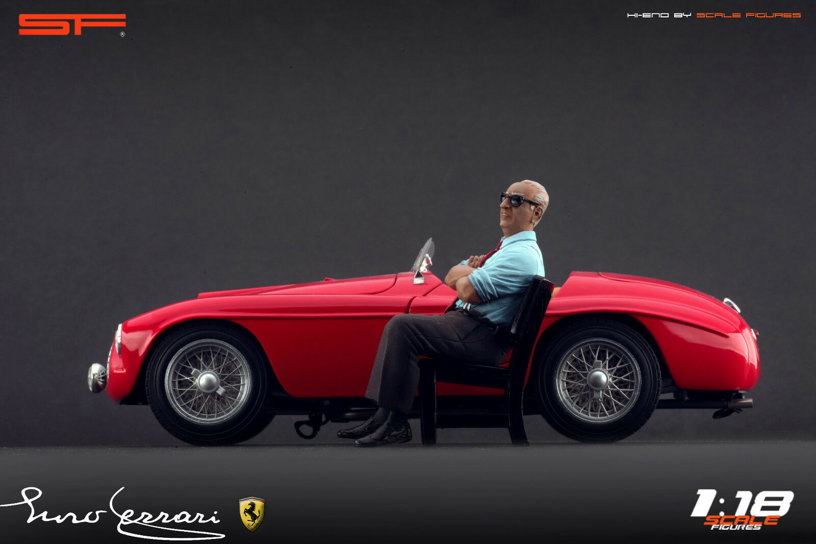 1/18 Enzo Ferrari sitting von SF Scale Figures - Handarbeit -