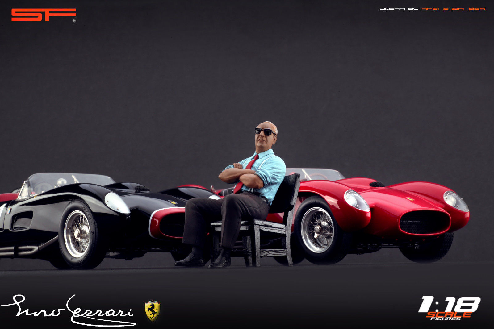 1/18 Enzo Ferrari sitting von SF Scale Figures - Handarbeit -