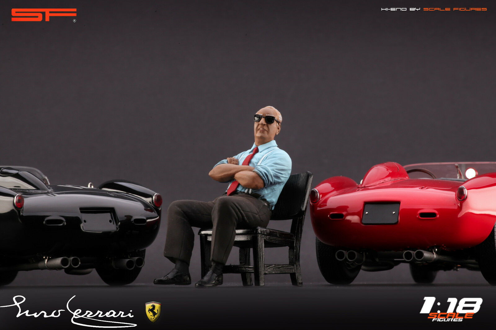 1/18 Enzo Ferrari sitting von SF Scale Figures - Handarbeit -