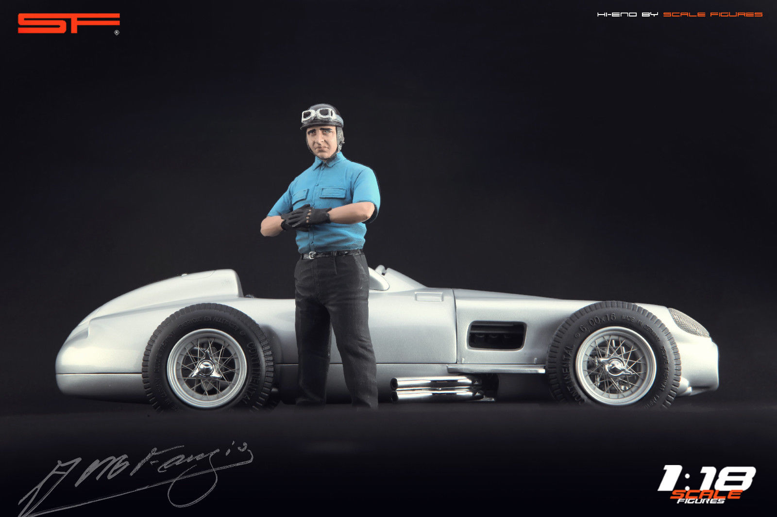 1/18 Rennfahrerfigur JUAN M. FANGIO von SF Scale Figures - Handarbeit - SF118143
