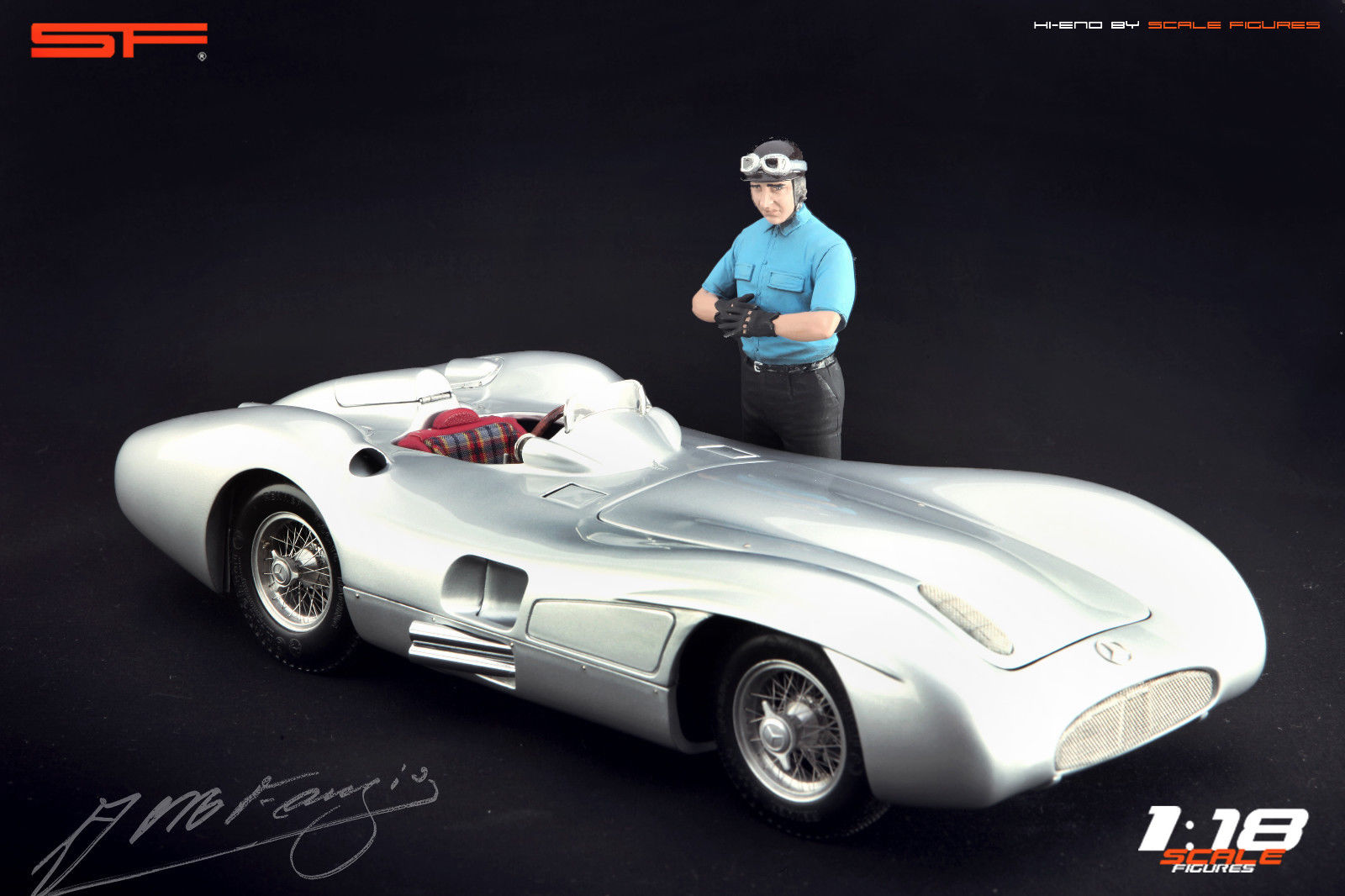 1/18 Rennfahrerfigur JUAN M. FANGIO von SF Scale Figures - Handarbeit - SF118143