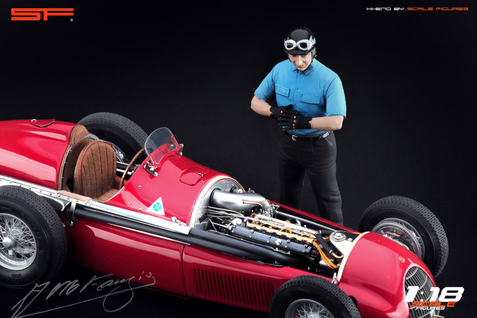 1/18 Rennfahrerfigur JUAN M. FANGIO von SF Scale Figures - Handarbeit - SF118143
