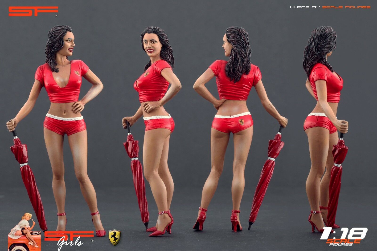 1/18 Ferrari Girl RED DRESS von SF Scale Figures - Handarbeit -