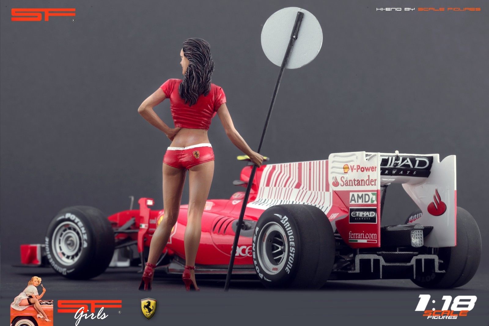 1/18 Ferrari Girl RED DRESS von SF Scale Figures - Handarbeit -