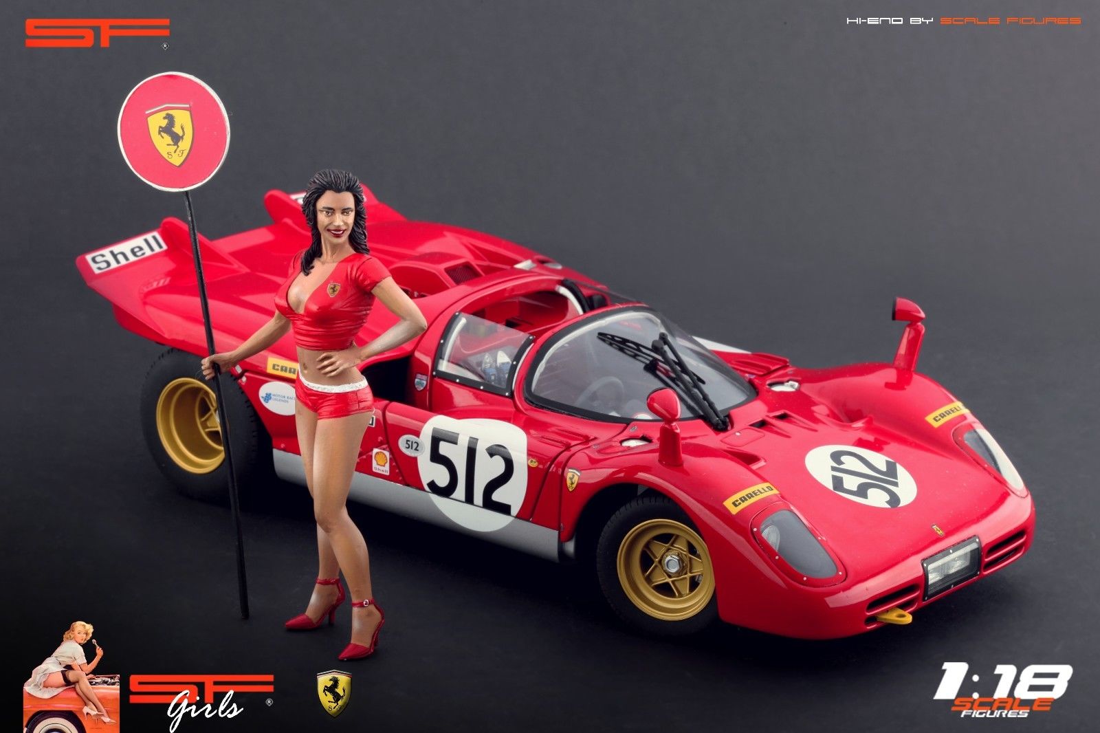 1/18 Ferrari Girl RED DRESS von SF Scale Figures - Handarbeit -