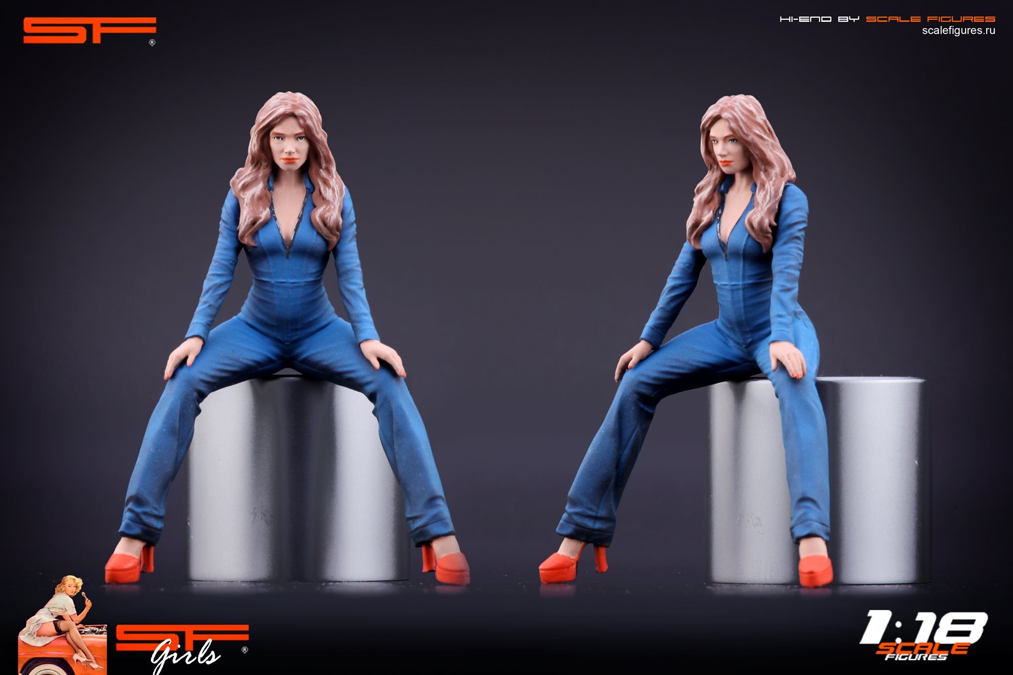 1/18 Grid Girl Blue Dress von SF Scale Figures - Handarbeit -